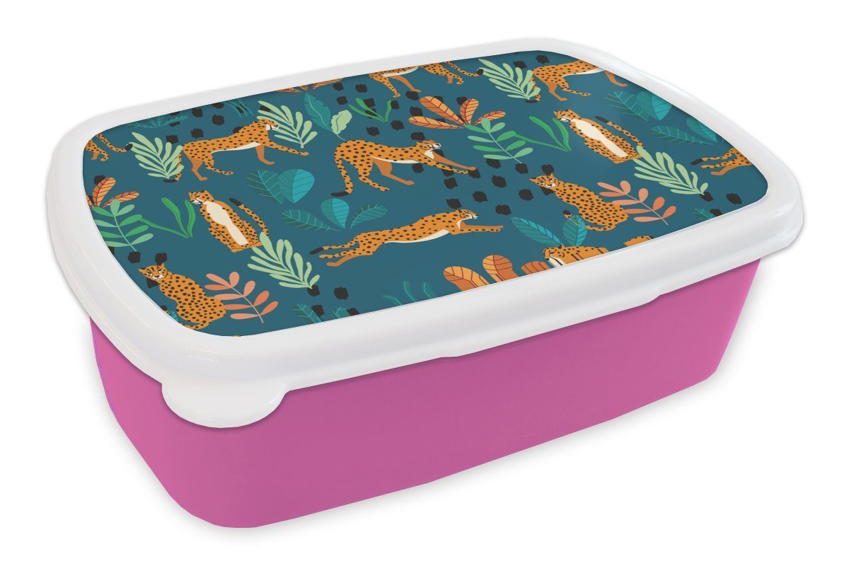 Muster Kunststoff, Brotbox rosa Kunststoff Kinder, (2-tlg), Lunchbox - Pflanzen, Mädchen, Snackbox, für MuchoWow Erwachsene, - Brotdose Tiger
