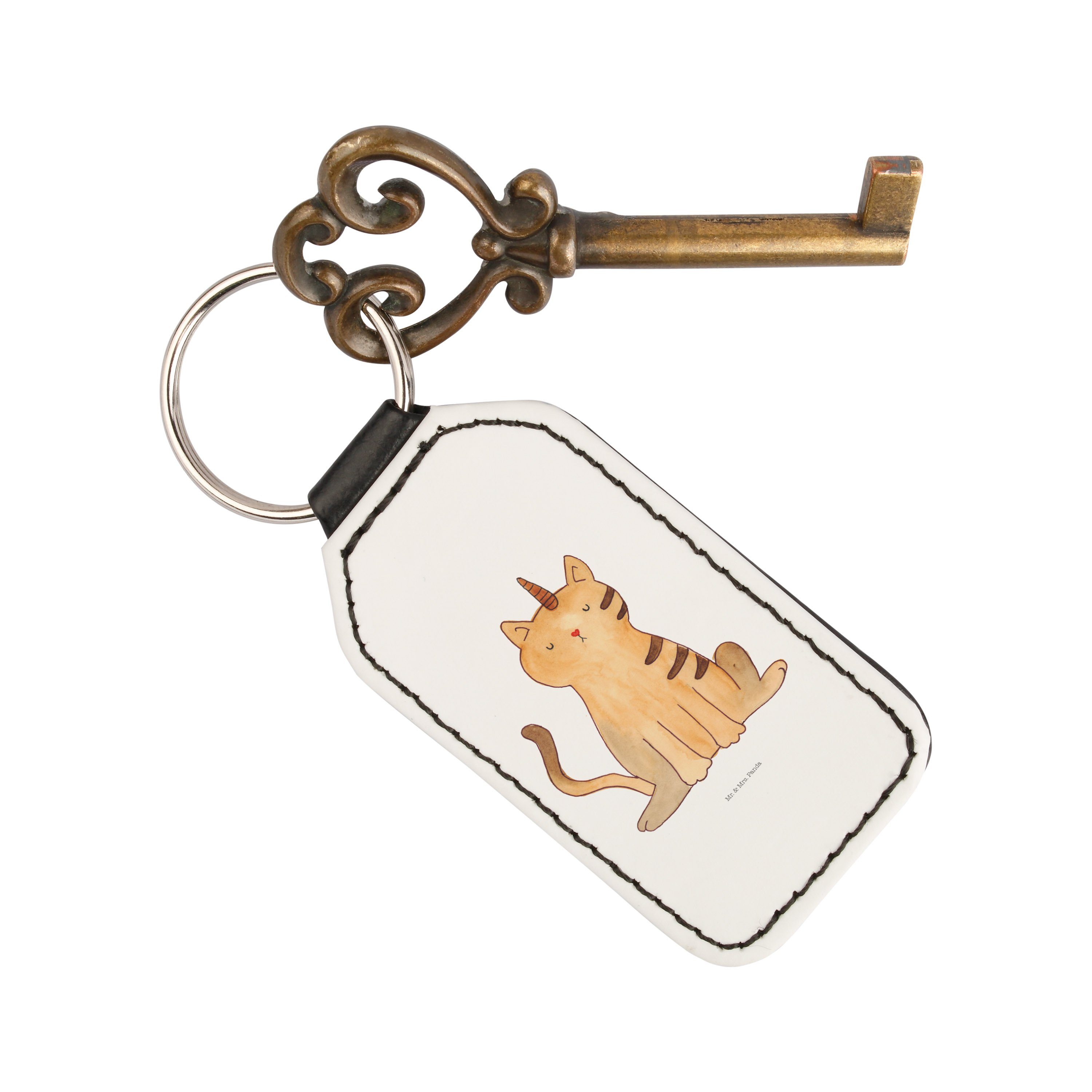 - Taschenanhänger, & Panda - Geschenk, Einhorn Mrs. Einh Mr. Katze Schlüsselanhänger (1-tlg) Glücksbringer, Weiß