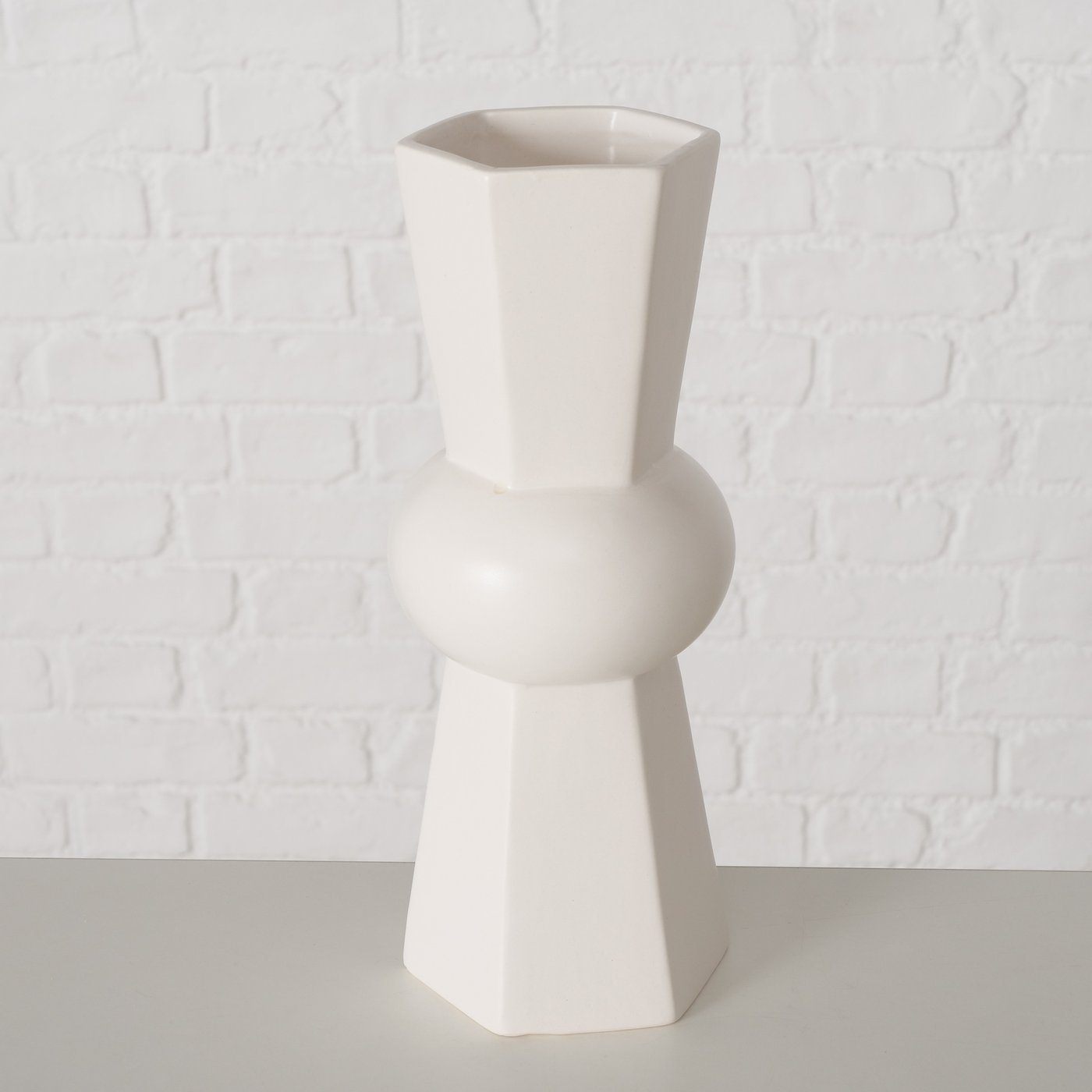 Keramik 2er Vase "Jelischka" BOLTZE aus Dekovase weiß in H25cm, Set