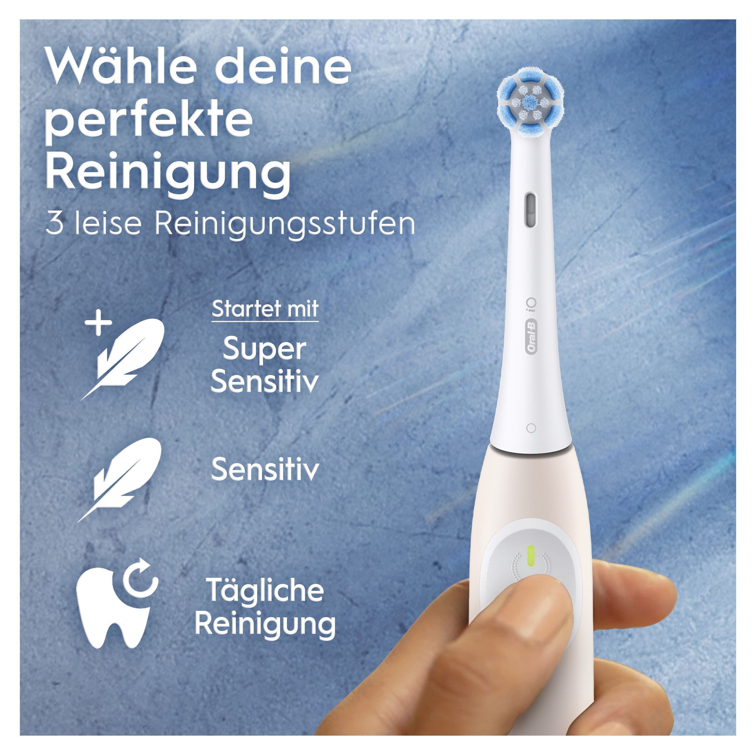 Oral-B Elektrische Zahnbürste iO Series 2, Aufsteckbürsten: 1 St., für die sanfte Reinigung, Reise-Etui, Aufsteckbürstenhalter