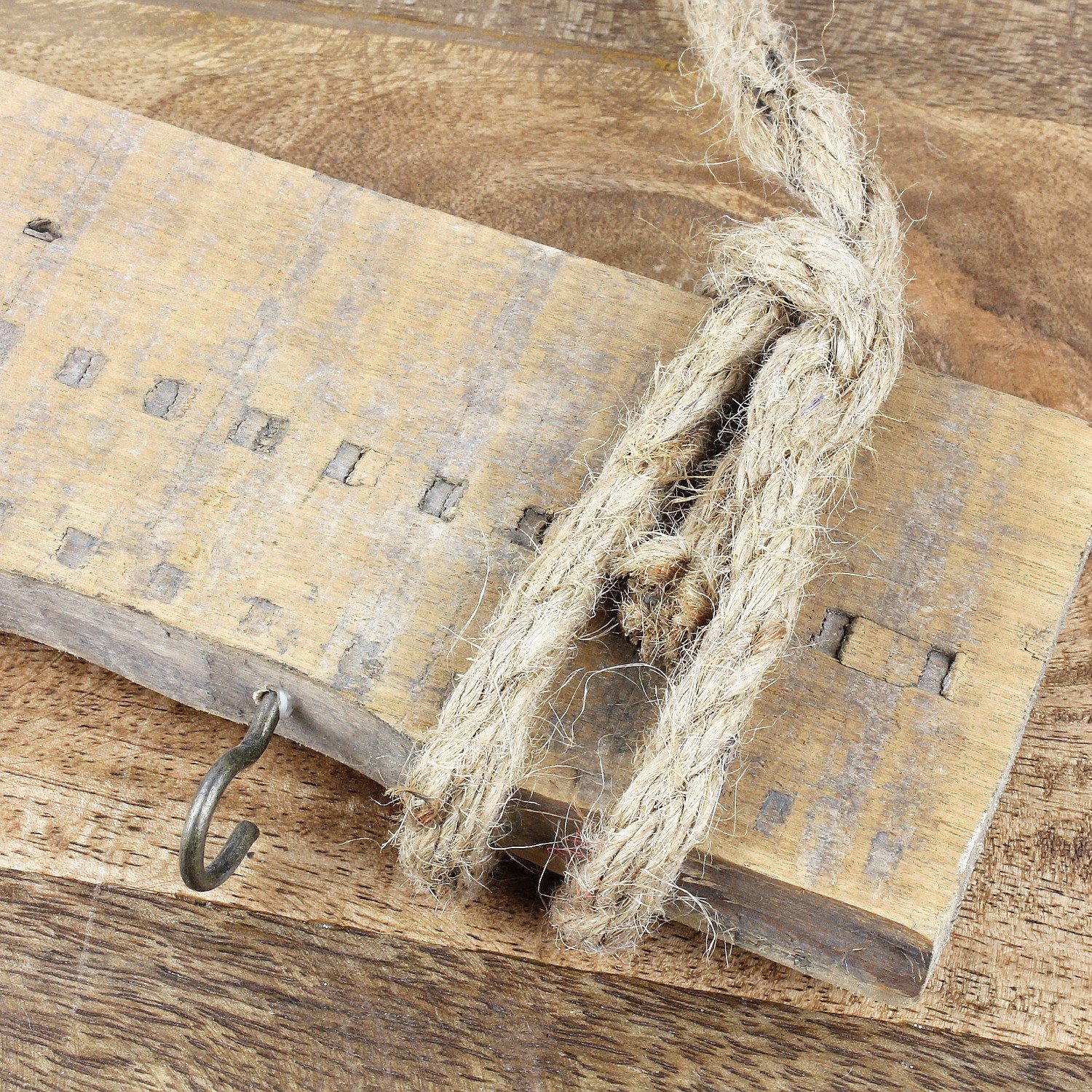 Macosa Home Hängedekoration Hängeplanke 60 cm Holz-Hänger Brett Treibholz Hängedeko Dekohänger, Deko-Planke Treibholz mit 5 Haken zum hängen Hängeplanke