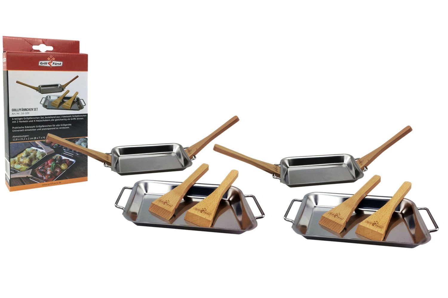 Grillschale 2x Grillfürst Grillpfännchen 2er Set mit Schabern
