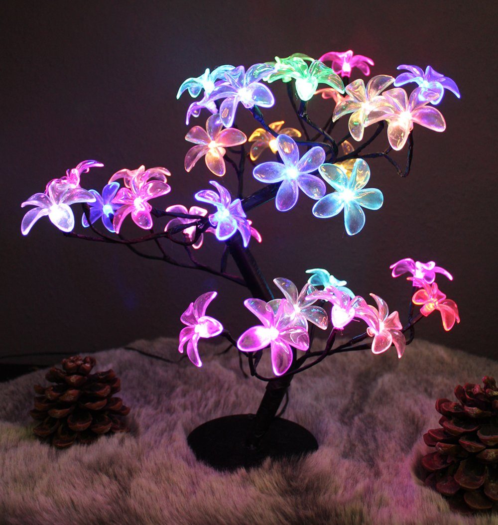 Arnusa LED Baum Leuchtbaum RGB Farbwechsel mit Blüten 45 cm