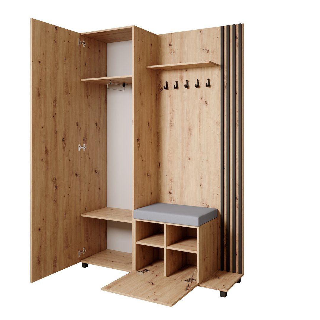 Beautysofa Garderoben-Set Livia – Design, Funktion und Ordnung in Perfektion, (Geräumiger Schuhschrank, mit praktischer Kleiderstange) – Bild 2 von 5