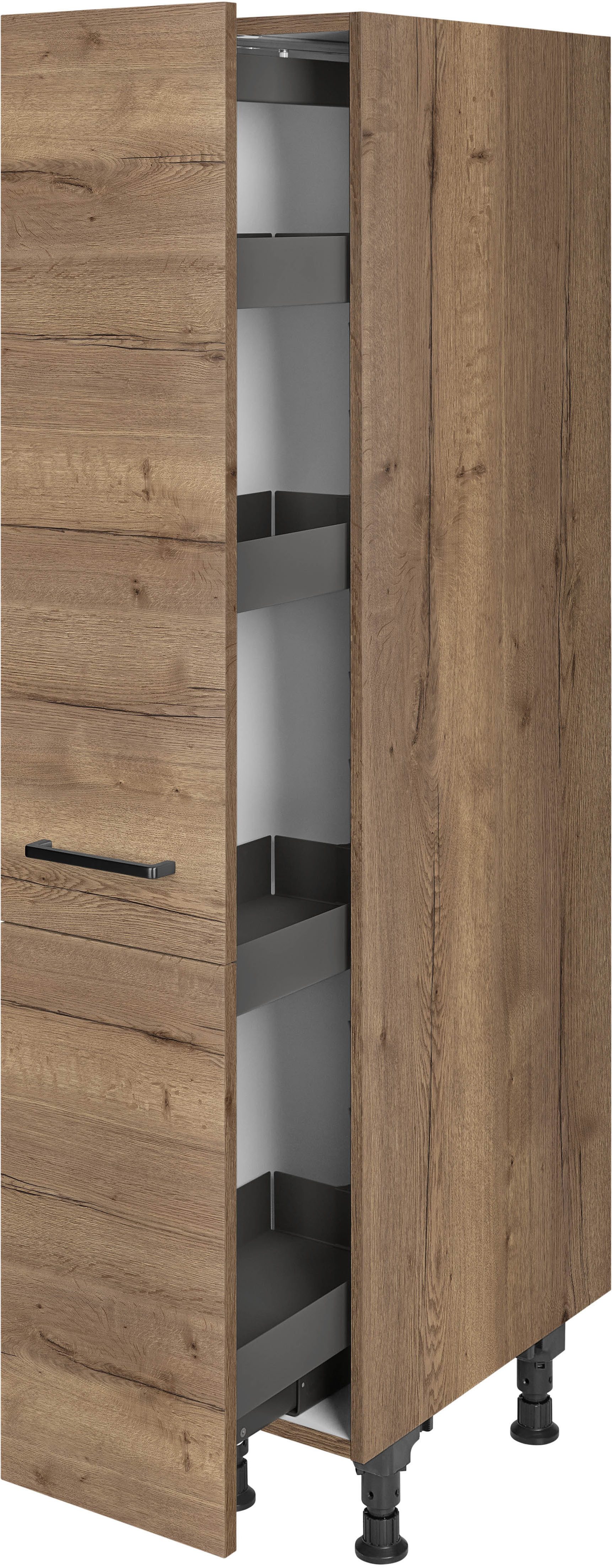 nobilia® Apothekerschrank "Structura", mit 4 Einhängekörben, Breite 30 cm, Höhe 167,8 cm, vormontiert, Ein- und Auszugsdämpfung SoftStoppPro
