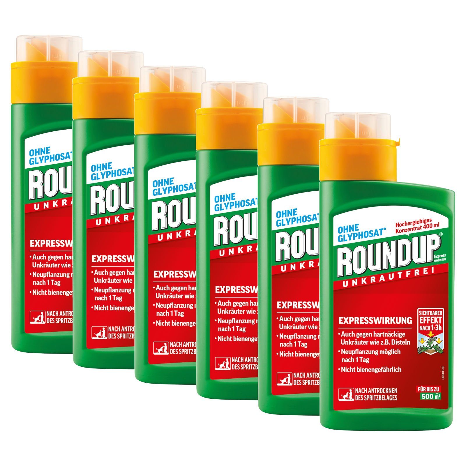 ROUNDUP Unkrautbekämpfungsmittel Express Konzentrat - 6x 400 ml