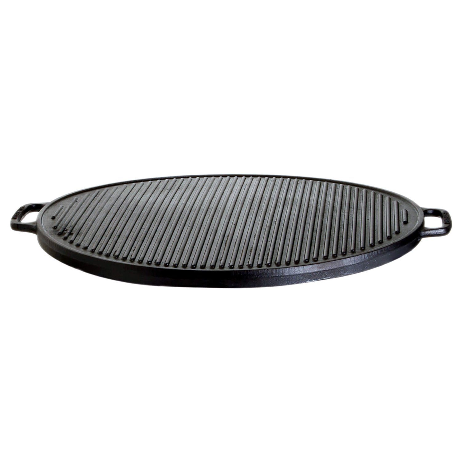 Grillplatte Plancha Grillplatte 30cm rund Gussplatte Wendeplatte geriffelt glatt