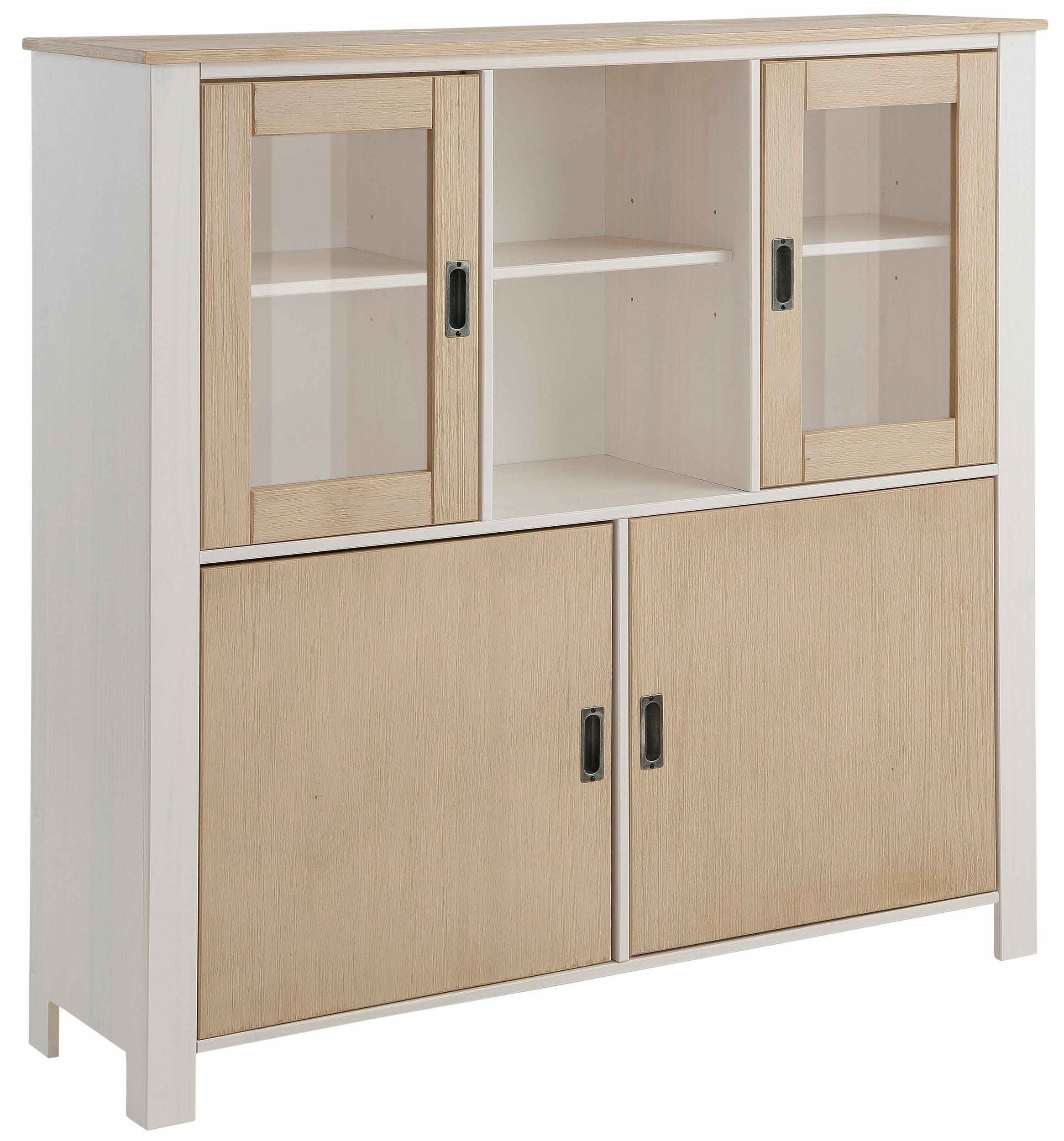 loft24 Mehrzweckschrank Shields Highboard mit Glastüren im Landhausstil
