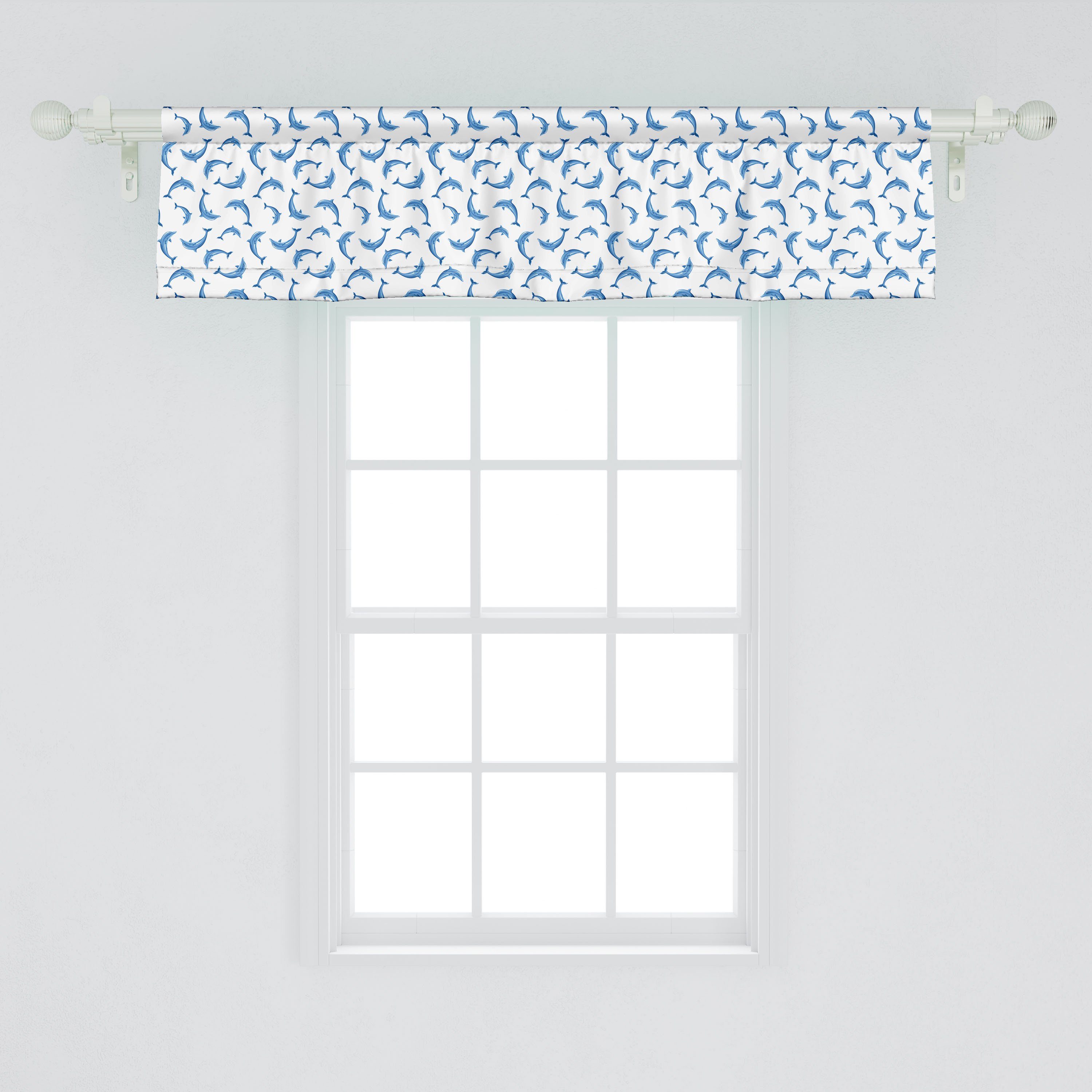 Scheibengardine Vorhang Volant für Küche mit Stangentasche, Dekor Wildtiere dem unter Meerestiere Meer Schlafzimmer Abakuhaus, Microfaser