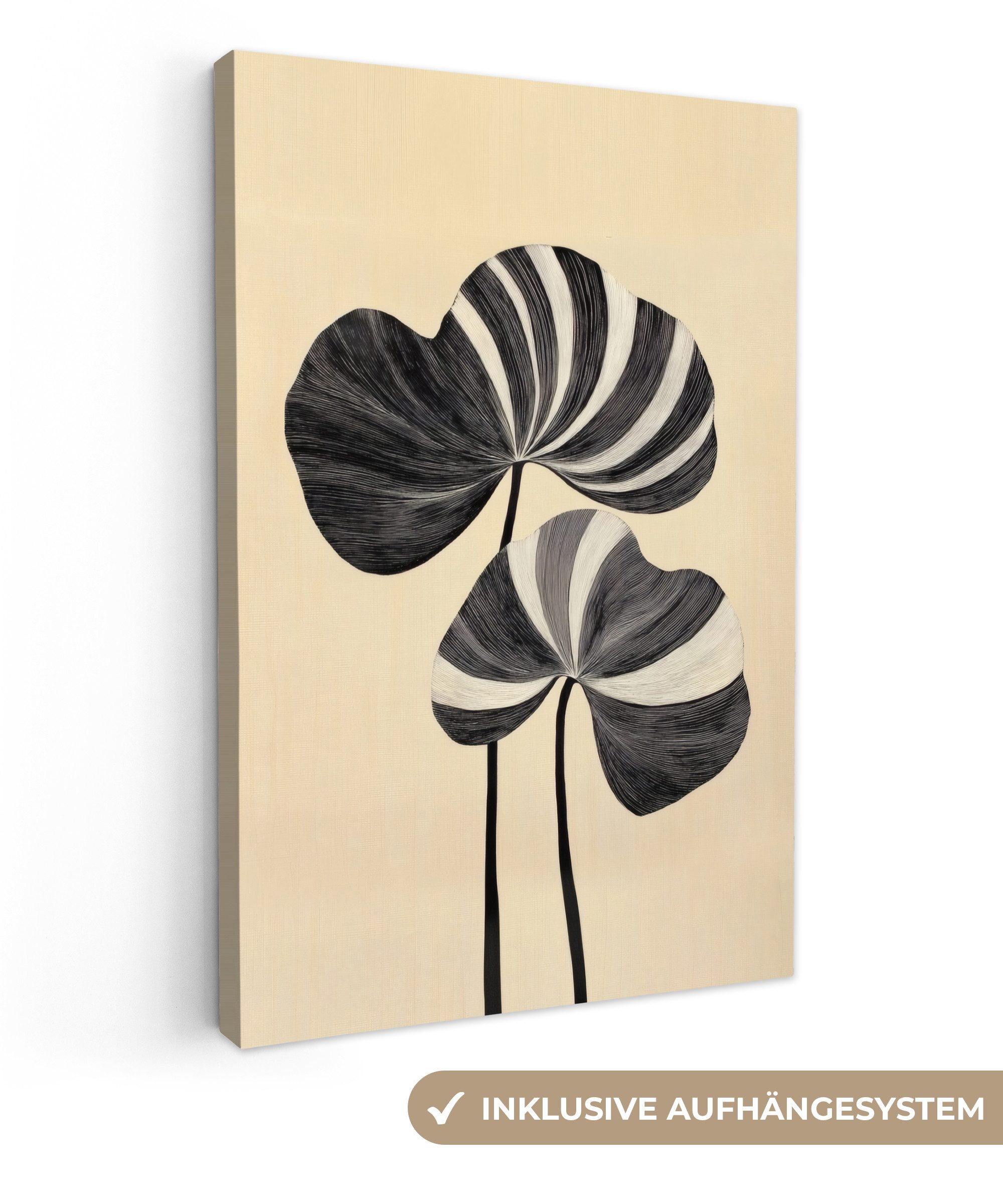 OneMillionCanvasses® Leinwandbild Schwarz - Blätter - günstig online kaufen