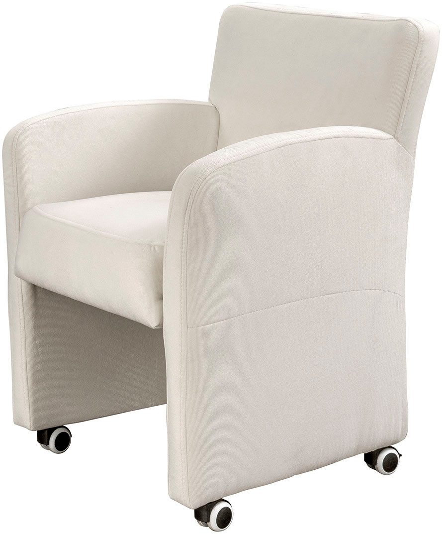 exxpo - sofa fashion Sessel Cortado, Loungesessel auf Rollen, schmale Armlehnen, bequem, hohe Bodenfreiheit, schöne Detailverarbeitung