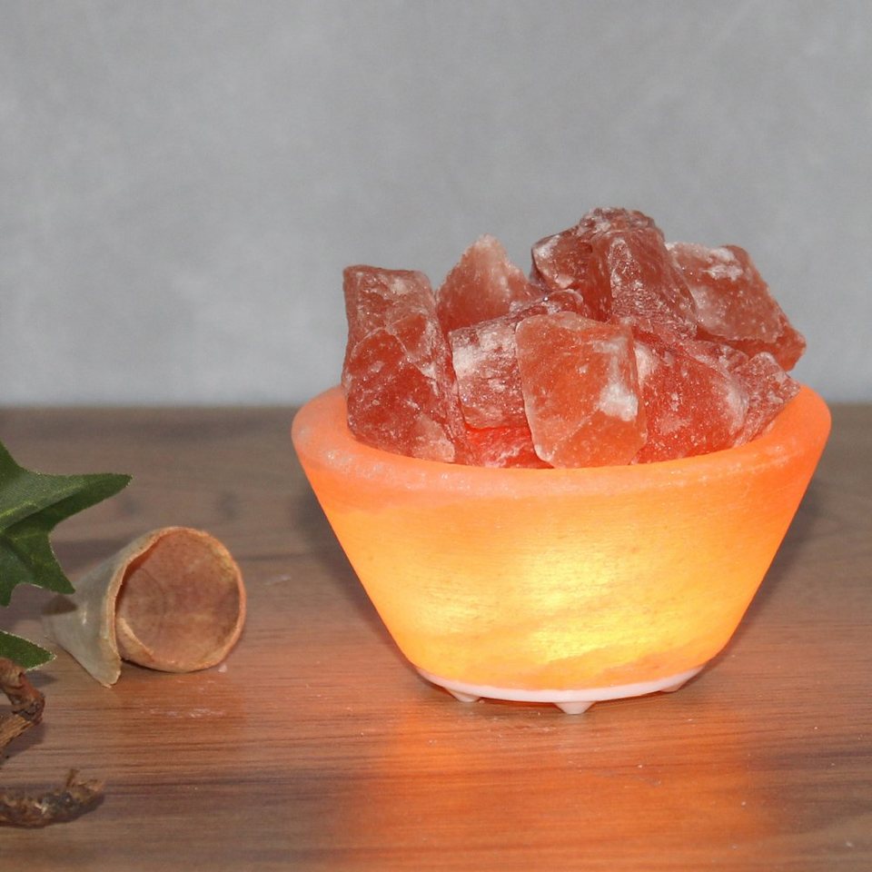 HIMALAYA SALT DREAMS Salzkristall-Tischlampe Petite, LED wechselbar,  Warmweiß, Handgefertigt aus Salzkristall - jeder Stein ein Unikat, H: ca.4  cm, Naturbeschaffenheit