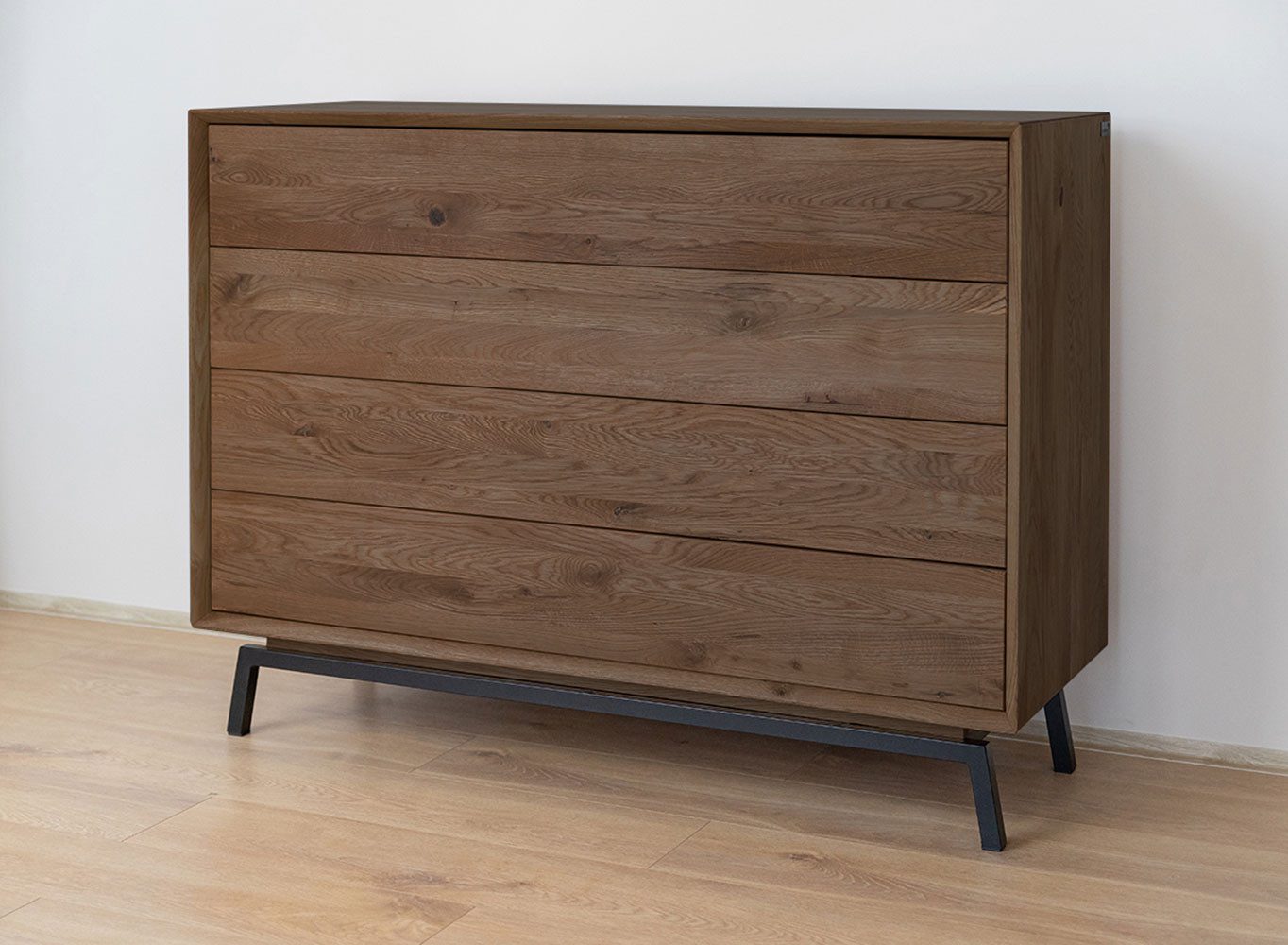 Feldmann-Wohnen Schubkastenkommode Modern Loft (mit Schubladen, 1 St., Massivholz, geölte Oberfläche), 121x45x90cm mit Schubladen Eiche Tabak
