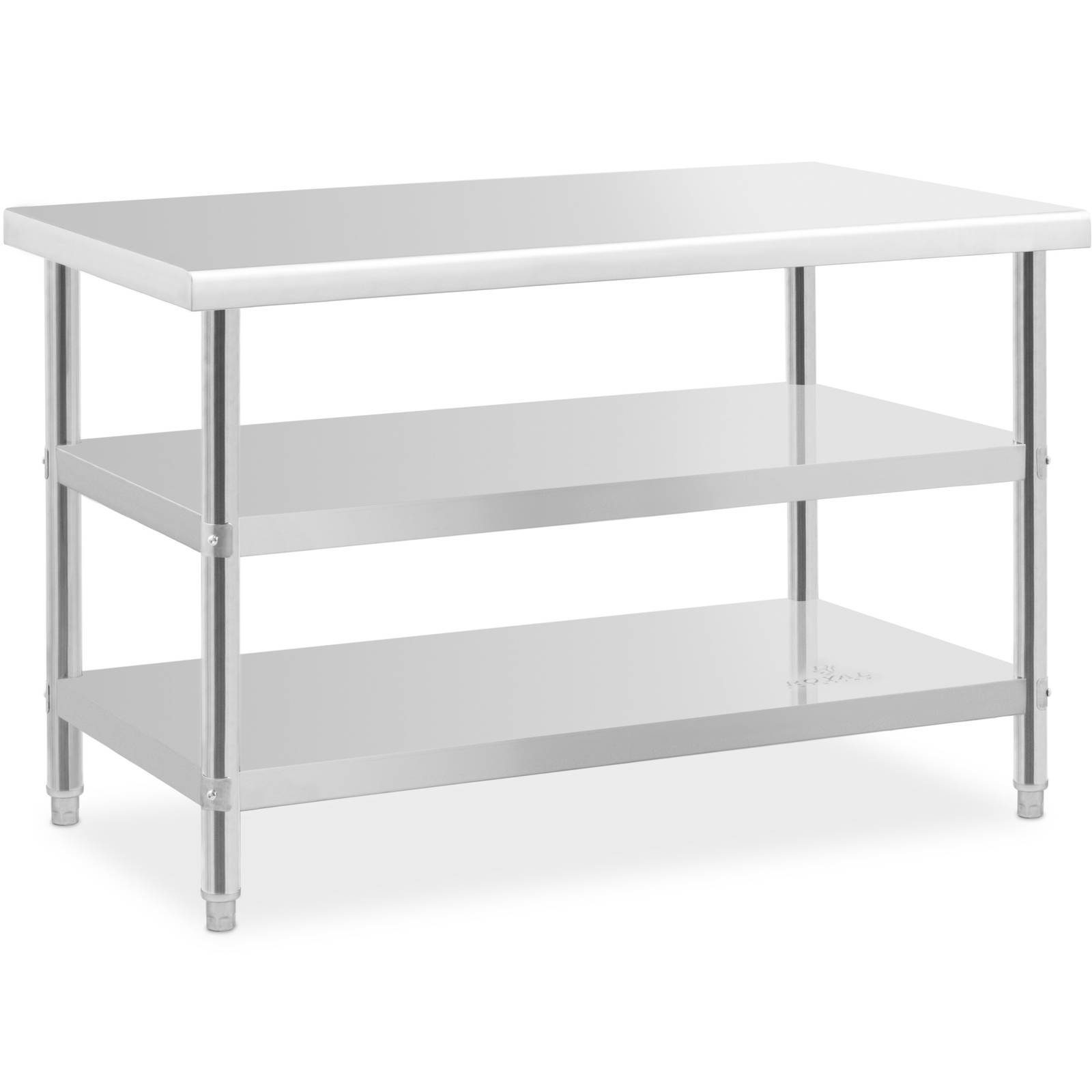 Royal Catering Arbeitstisch Edelstahltisch Arbeitstisch Küche 120 x 70 x 5 cm 2 Ablagen