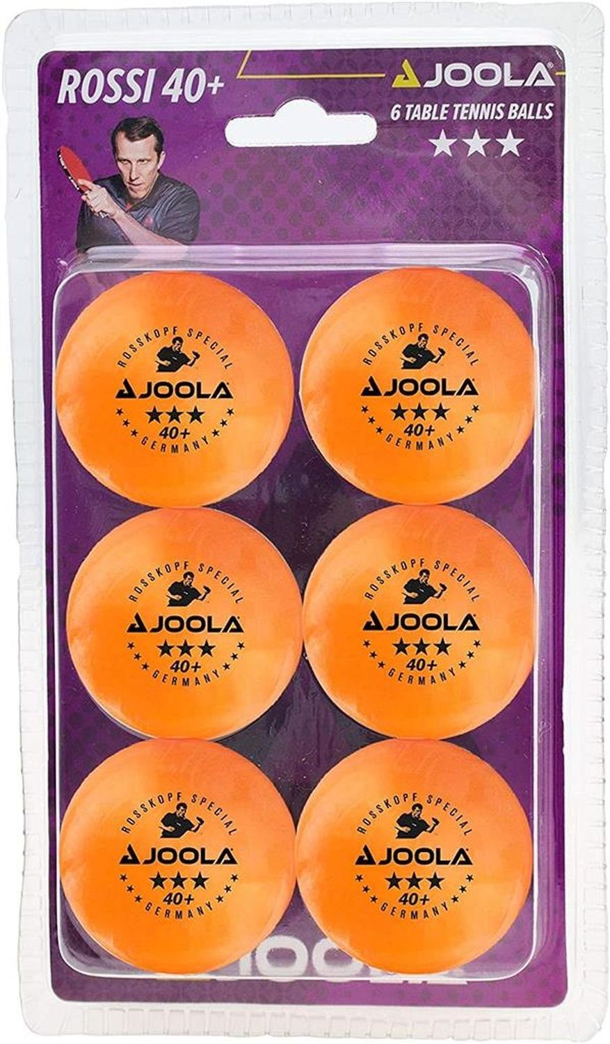 Joola Tischtennisball Rossi Tischtennisball Balls 3-Stern 40 6er Ball Bälle Blister, Tischtennis orange