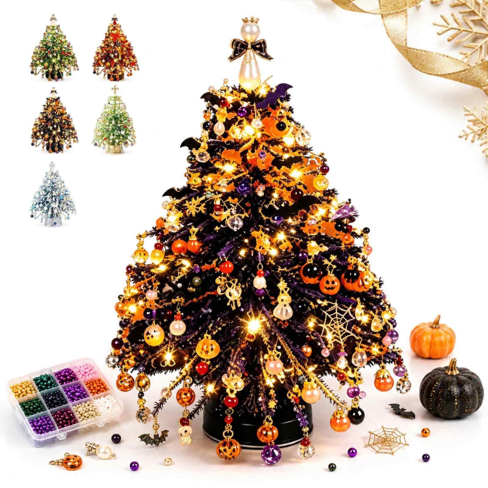 nsihing Kreativset DIY-Weihnachtsbaum-Bastelset mit Perlen,mit Anleitung, Kristall-Handwerksset,Weihnachtsdekoration, tischdekoration