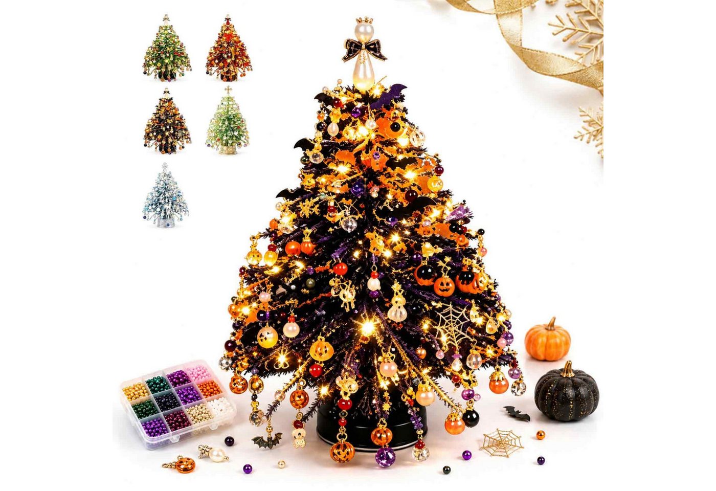 nsihing Kreativset DIY-Weihnachtsbaum-Bastelset mit Perlen,mit Anleitung, Kristall-Handwerksset,Weihnachtsdekoration, tischdekoration