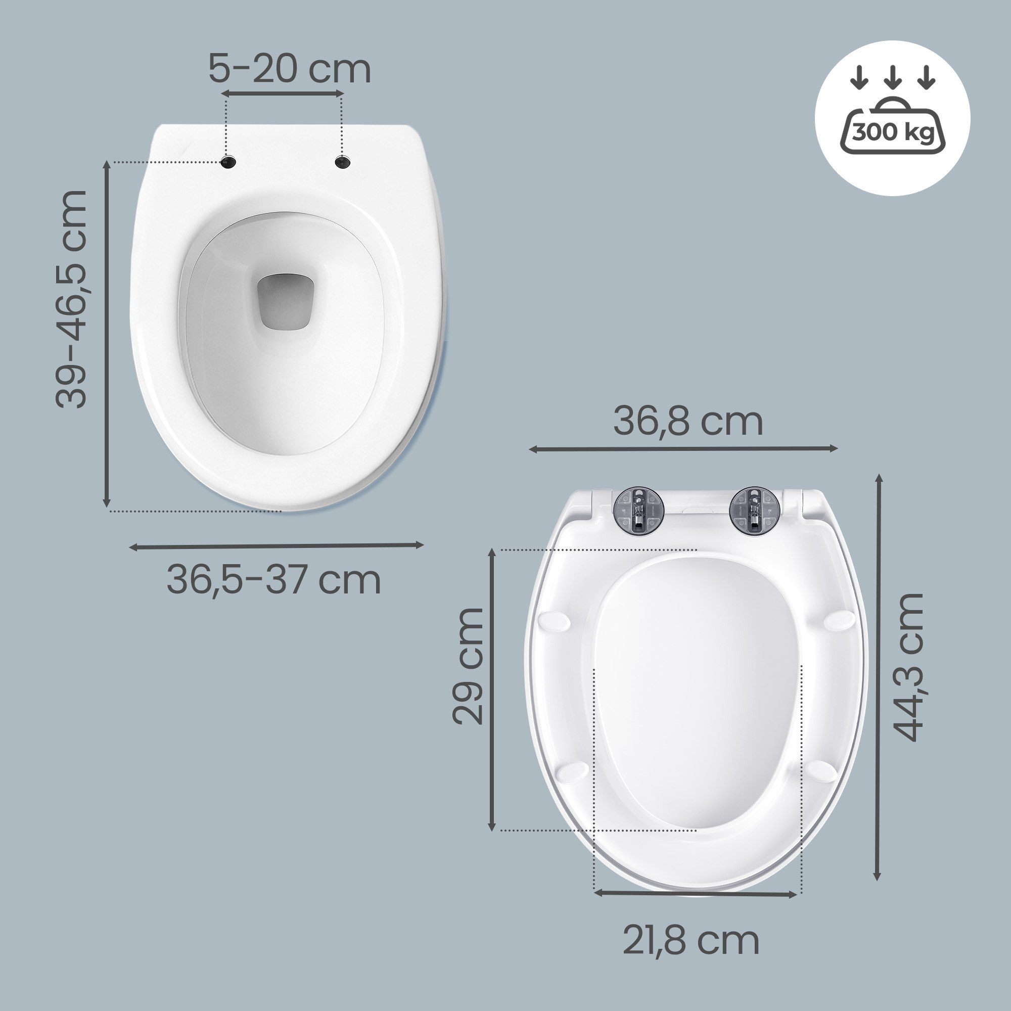 SONGMICS WC-Sitz Absenkautomatik, Toilettendeckel, belastbar mit 300 kg, Griff, PP-Kunststoff, einfache Montage