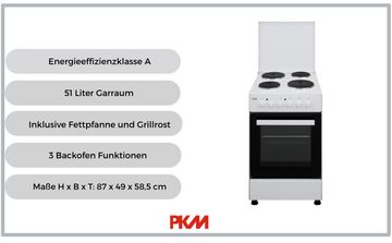 PKM Elektro-Herd-Set PKM EH4-50KPGD Standelektroherd 49 cm 3 Backofenfunktionen, Inklusive Grillrost & Fettpfanne