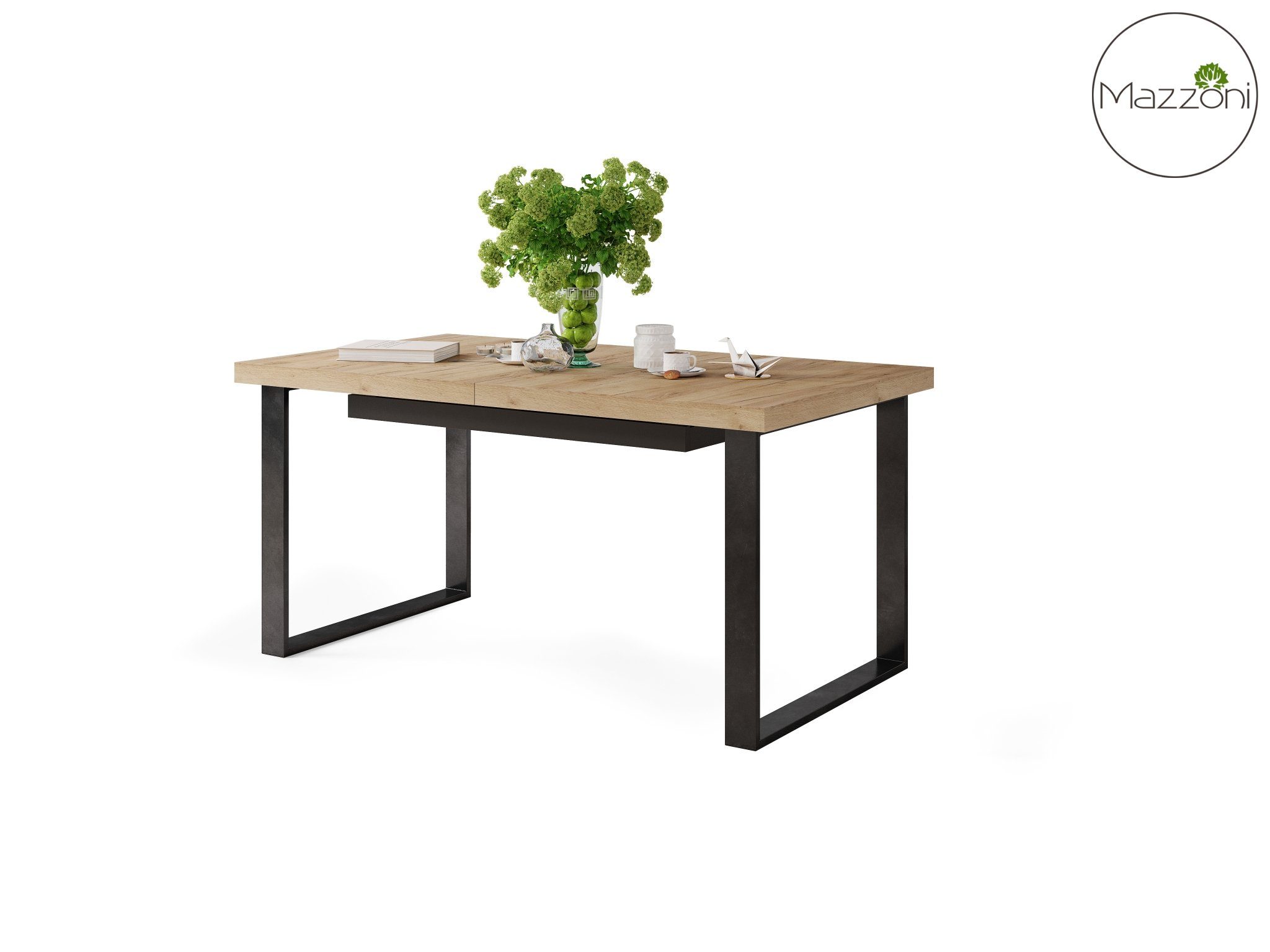 Esstisch Schwarz cm 310 Eiche Tisch Mazzoni Design 160 matt bis ausziehbar gold Esstisch - Avella