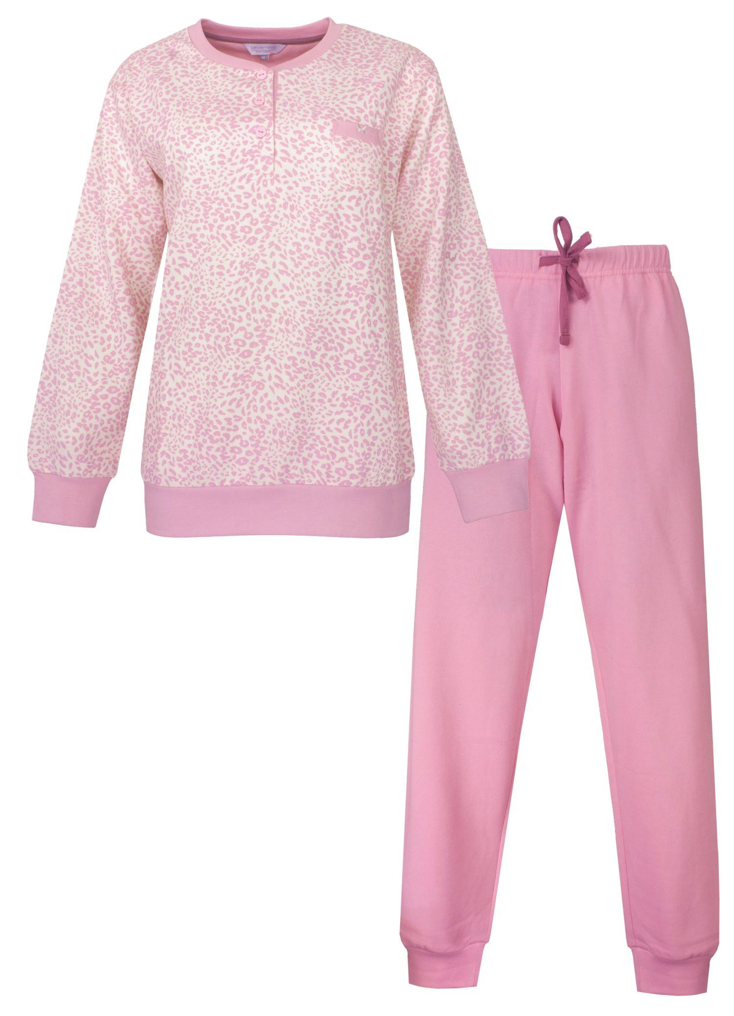 Tenderness Schlafanzug Damen Microfleece Pyjama (2 tlg) Warm