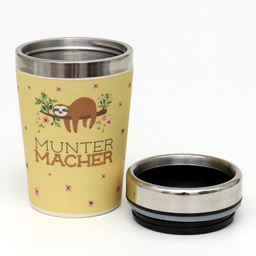 Dekohelden24 Thermobecher Thermobecher / Becher to go Munter-Macher, Maße H/Ø: 13,5 x 8,4 cm, Metall