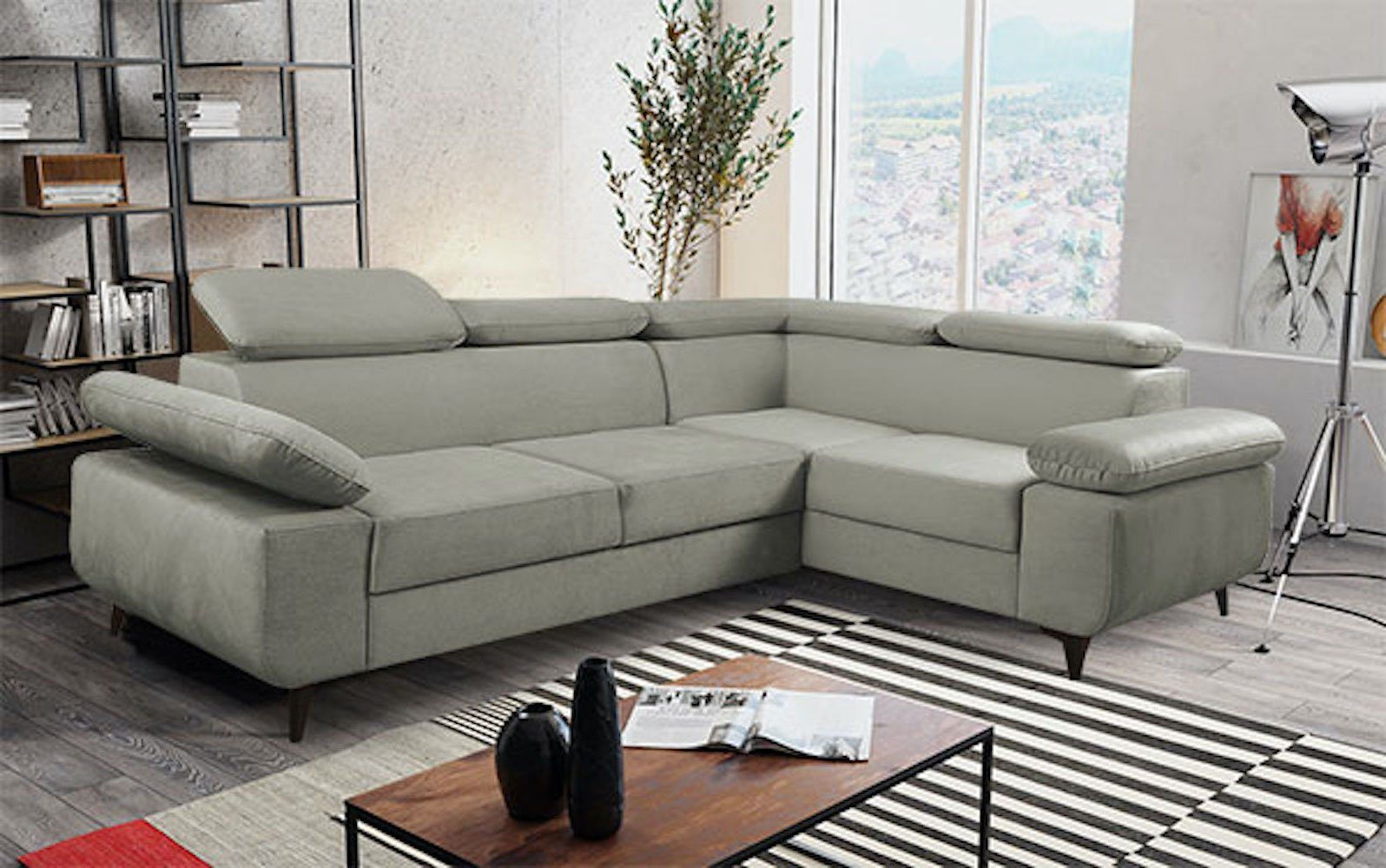 Feldmann-Wohnen Ecksofa Fabio, 260cm Farbe und Ausführung wählbar mint (Solar 72)