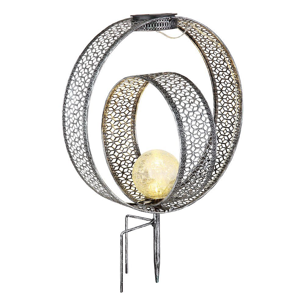 orientalische LED-Leuchtmittel LED verbaut, fest Solarleuchte, Kugel Warmweiß, Dekoleuchte etc-shop Silber Solarlampe