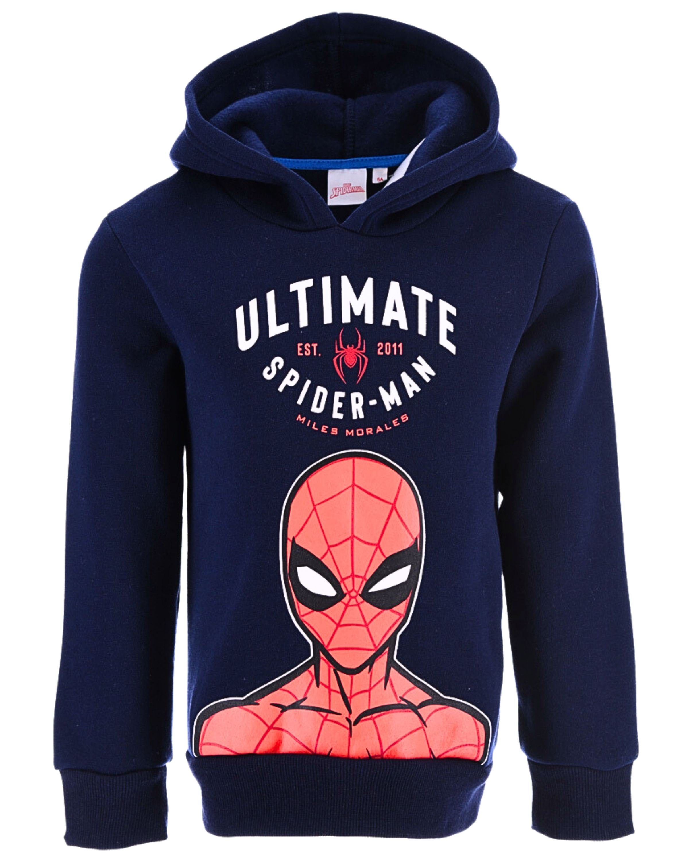 Spiderman Hoodie Marvel Jungen Kapuzenpullover Gr. 98 - 128 cm Dunkelblau