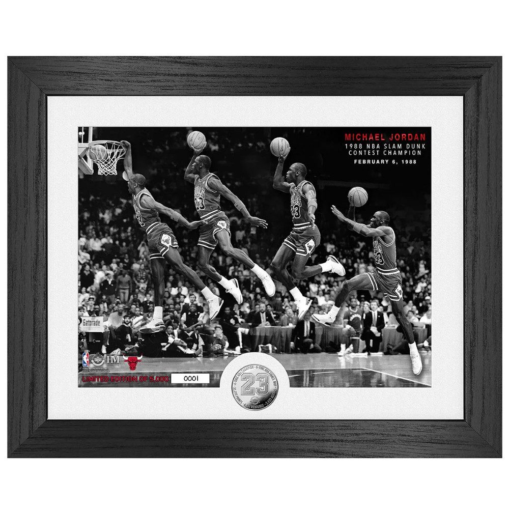 Chicago Bulls MJ 88 Slam Dunk Champion Silver Coin Photo Mint