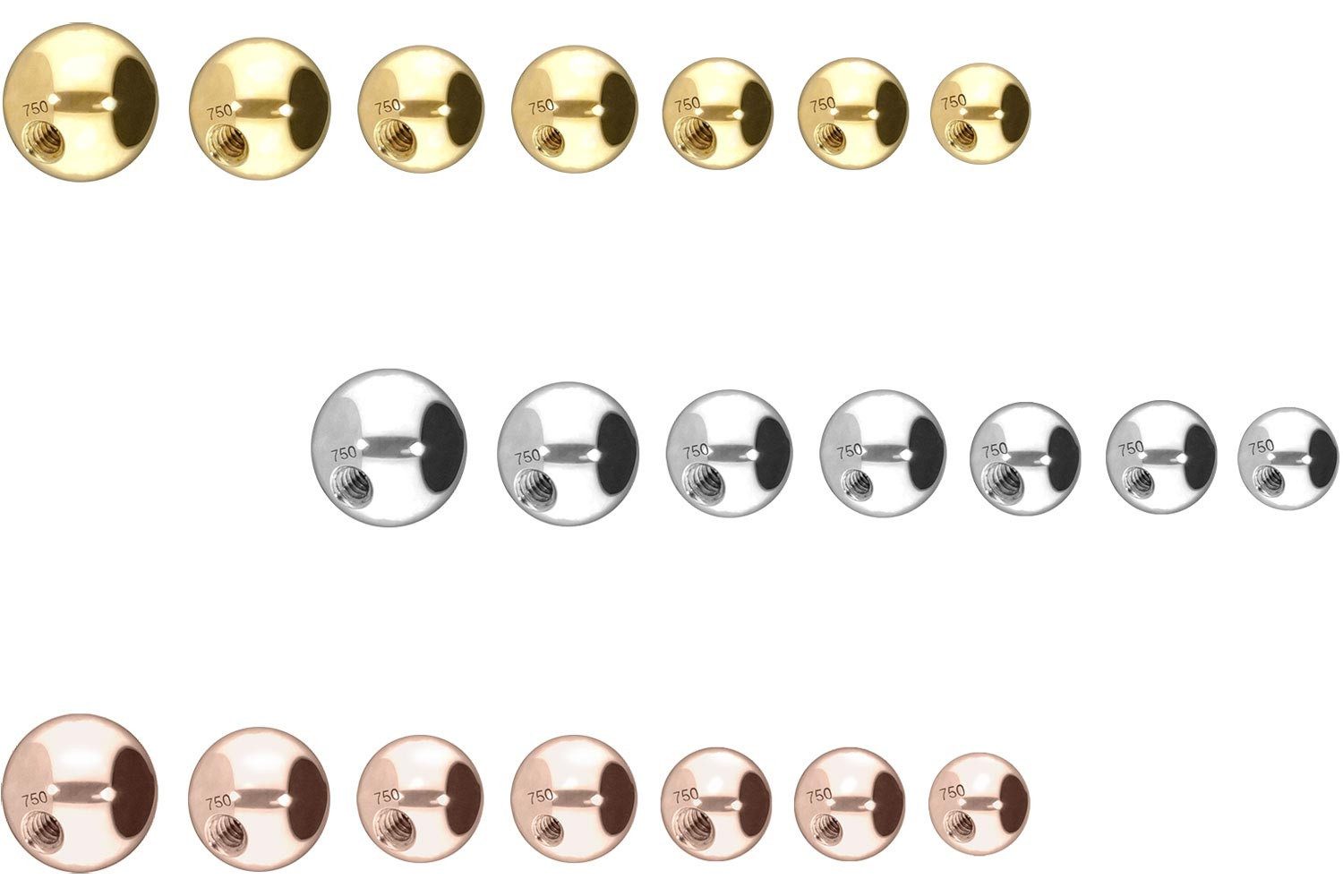 PIERCINGLINE Piercing-Set 14/18 Karat Gold Schraubkugel (Schraub-Aufsätze, 1-tlg)