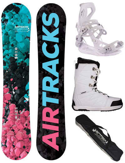 Airtracks Snowboard Damen Snowboard Polygonal Rocker »Mod. 22/23 (4er-Pack), Snowboard + Bindung Master W + Boots + Bag / 138 144 148 154 cm