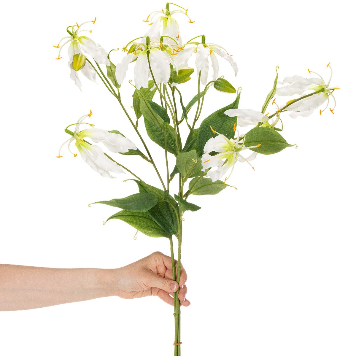 Kunstblume Dekorativer Gloriosa Blütenzweig für edle Arrangements und, 3 Stück, Florists Products, Höhe 80 cm