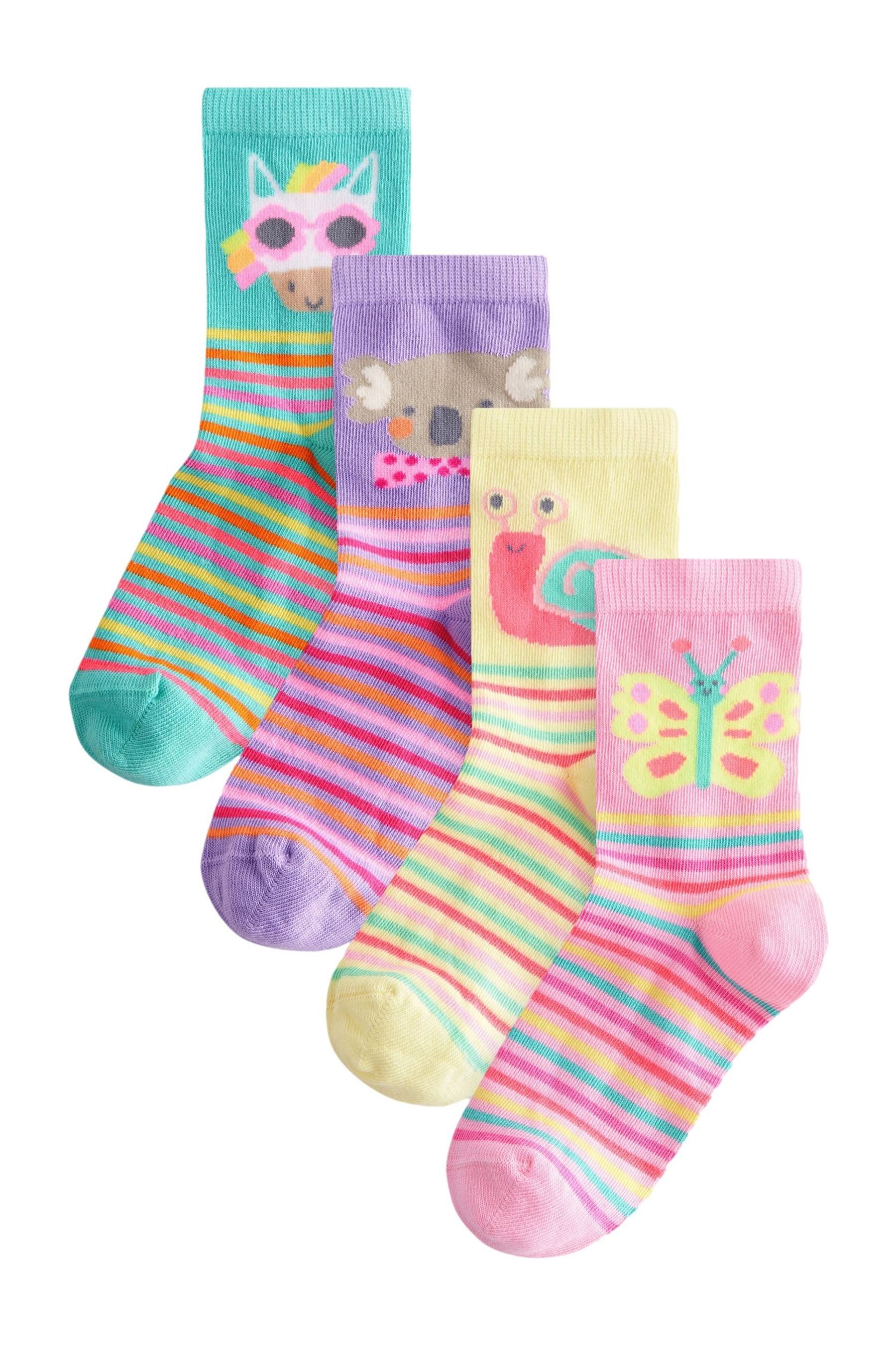Kurzsocken 4er-Pack Gestreifte Socken mit Motiv und Baumwolle