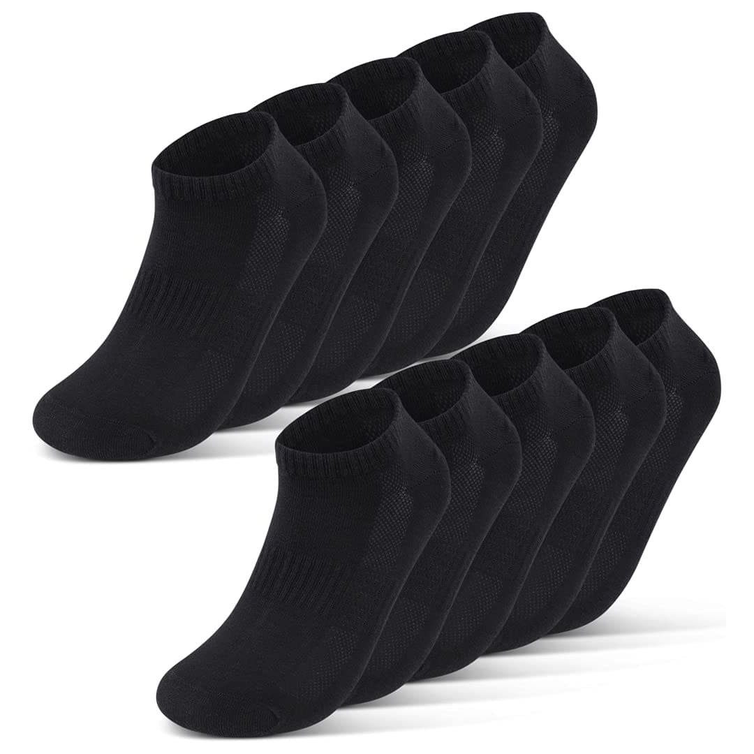 sockenkauf24 Sneakersocken 10 Paar Damen & Herren Premium Sneaker Socken mit Meshstreifen WP Schwarz