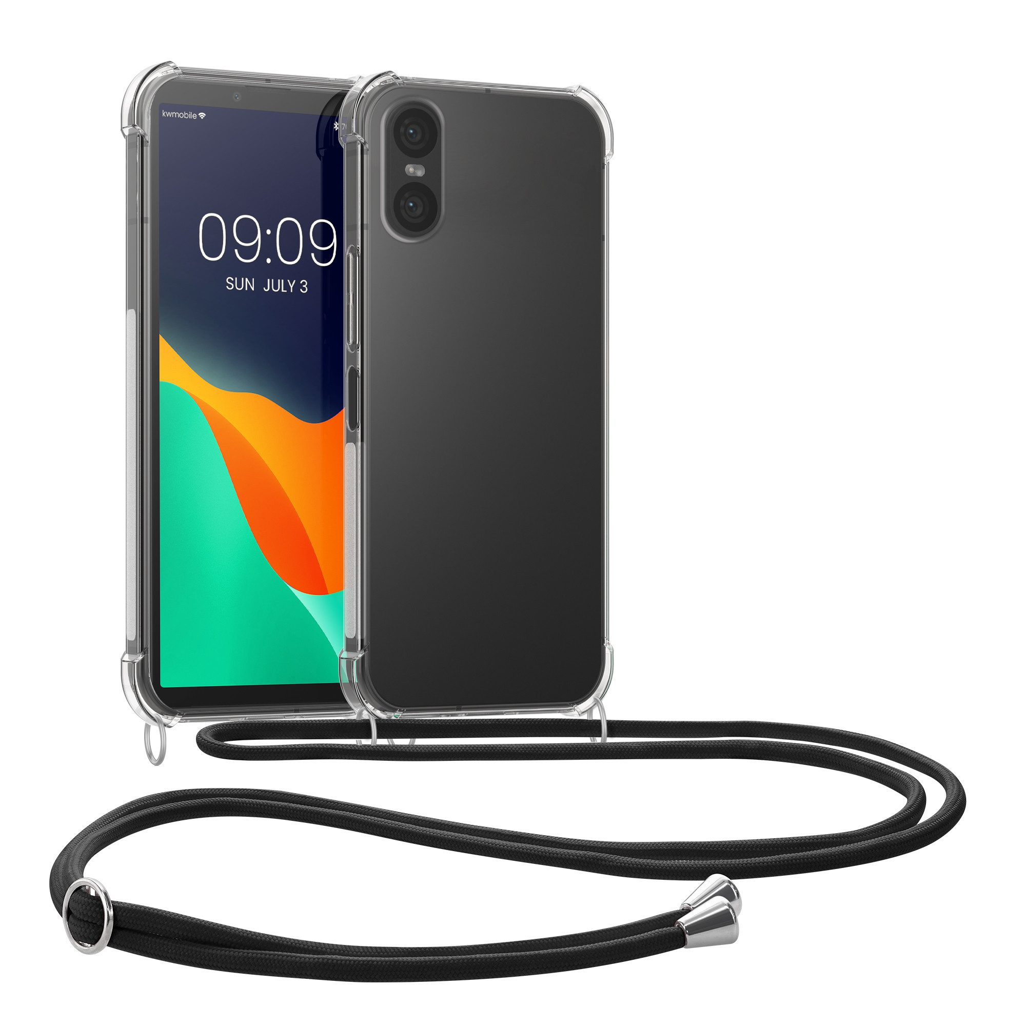 kwmobile Etui Necklace Case für Sony Xperia 10 VI, Hülle Silikon mit Handykette - Band Handyhülle