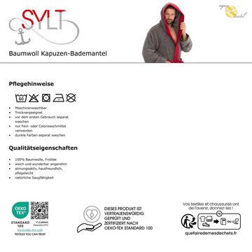 aqua-textil Bademantel Saunamantel Frottee Kapuze für Sie&Ihn Sylt anthrazit/bordeaux M, Baumwolle