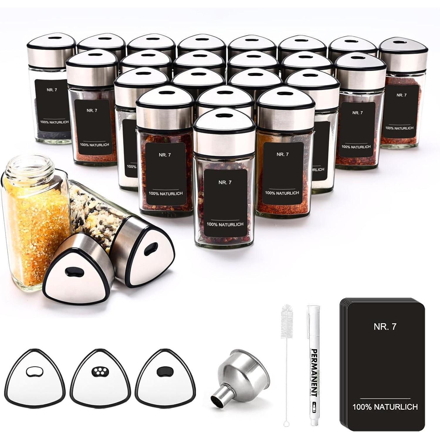 Gewürzbehälter 360° Rotation Gewürzgläser Set 24 Gewürzdosen 120ml 90