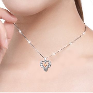 Limana Herzkette Damen 925 Silber Kette mit Herz Anhänger Frauen Silberkette, Zirkonia Kristall Steine