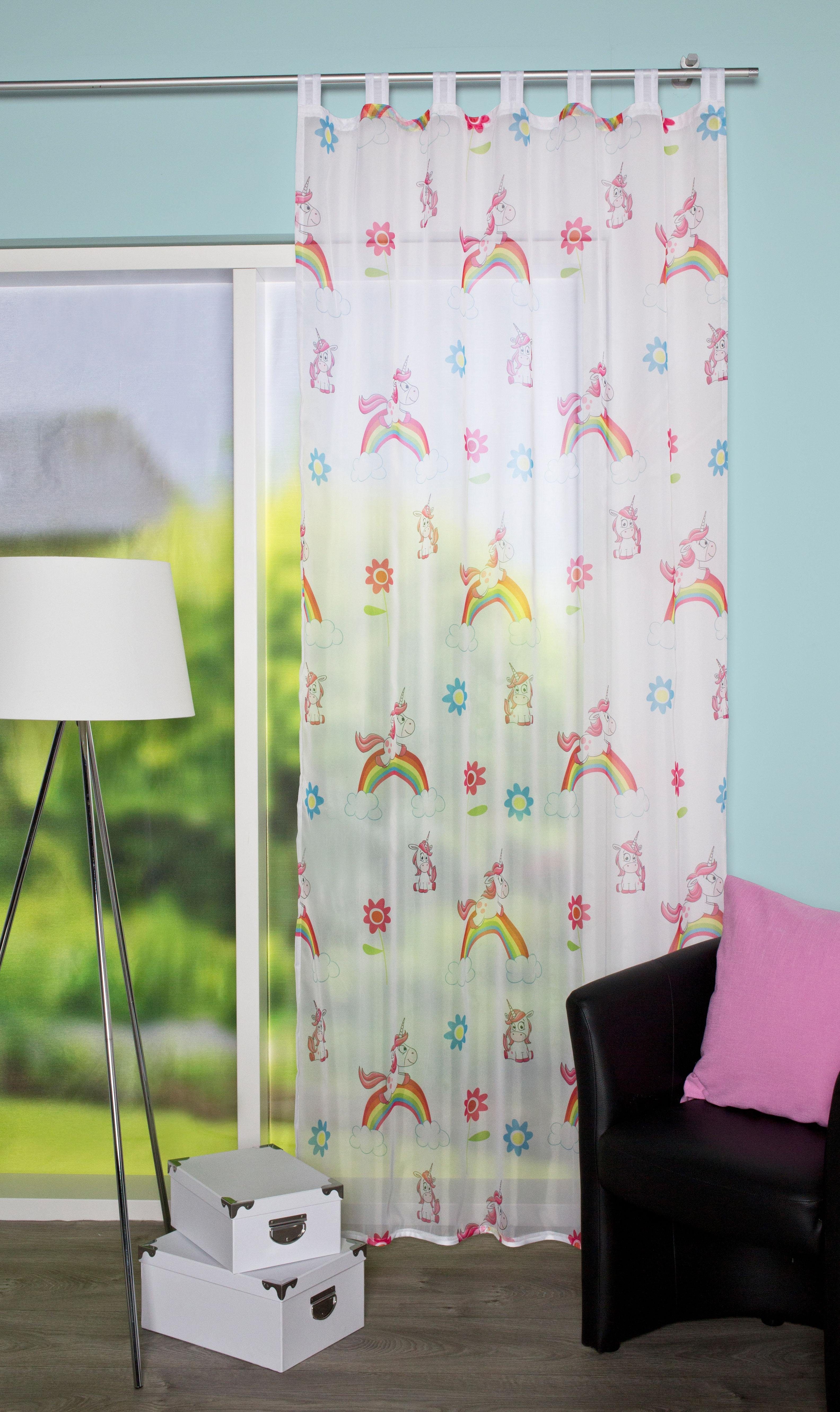 HOME WOHNIDEEN Vorhang EINHORN (1 St), Schlaufen, transparent, Voile, HxB: günstig online kaufen