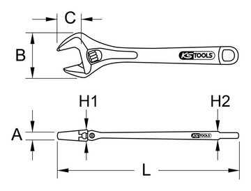 KS Tools Gabelschlüssel, Edelstahl Rollgabelschlüssel, verstellbar, 8"