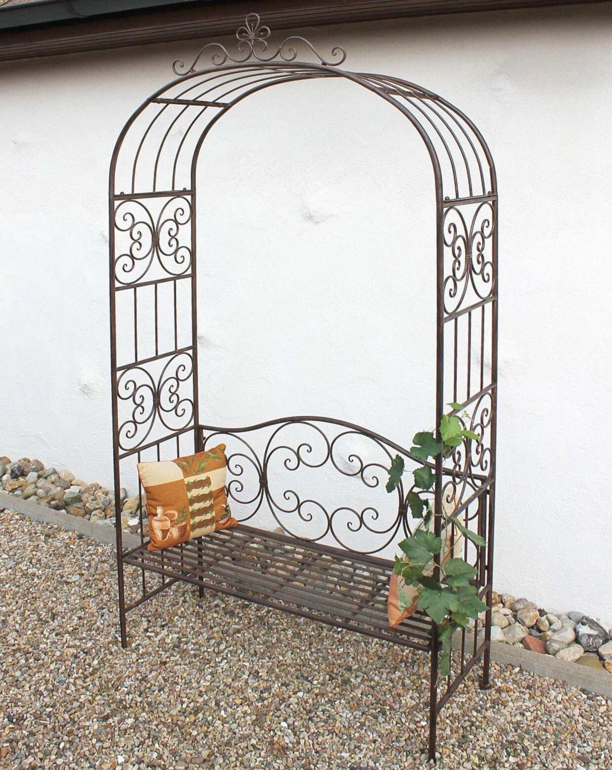 DanDiBo Rosenbogen mit Sitzbank Metall Stabil 120 cm Breit 120852