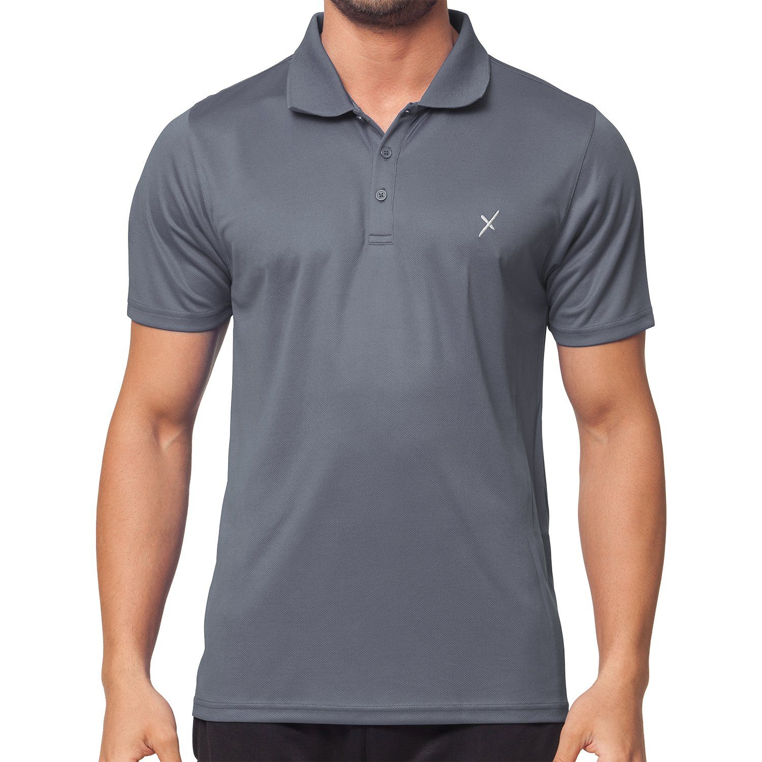 CFLEX Trainingsshirt Herren Sport Shirt Fitness Polo-Shirt Sportswear Collection Grau