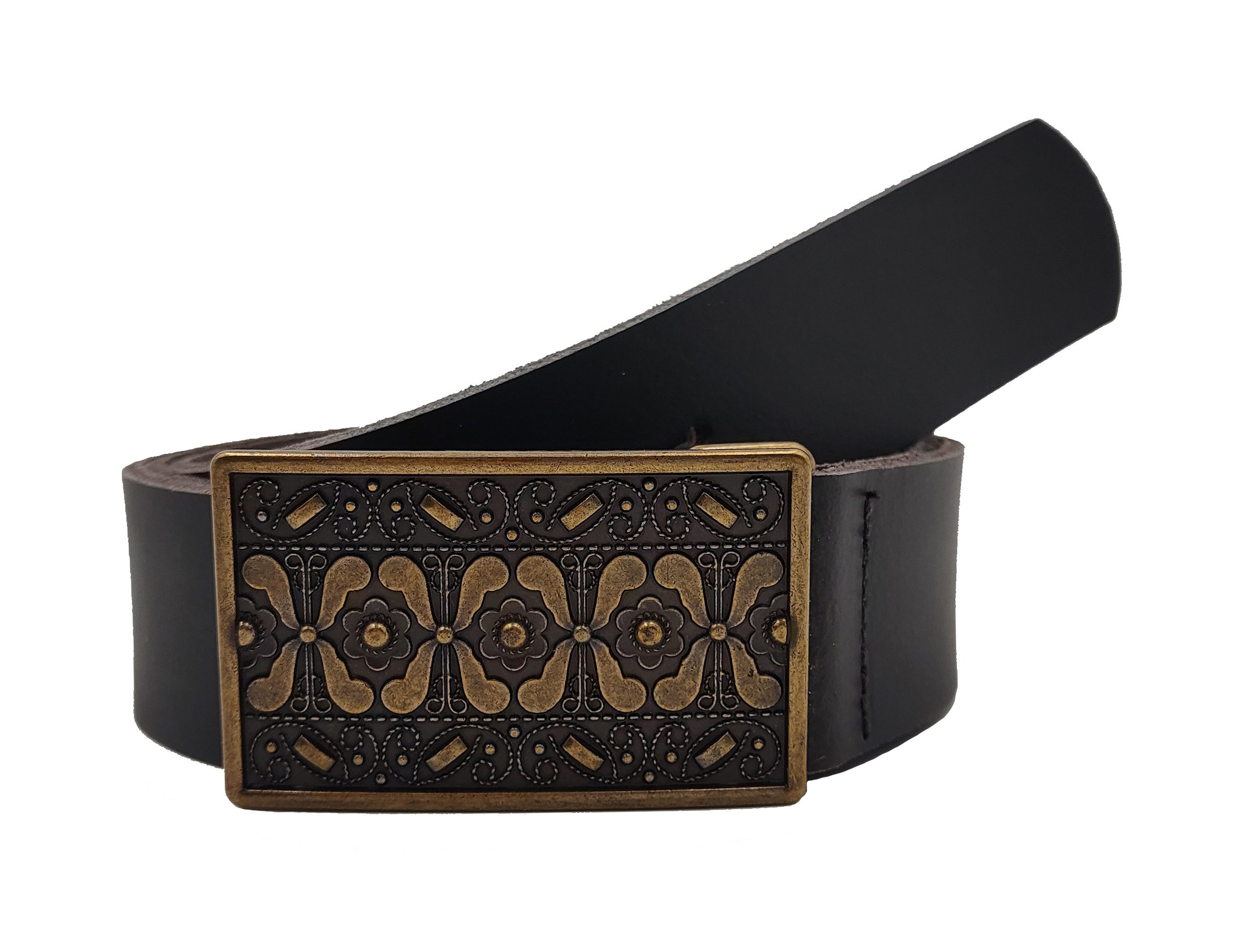 Der Trachtler Ledergürtel Trachtengürtel mit Schließe im nostalgischen Ornamentik-Design MADE IN GERMANY - Echt Leder