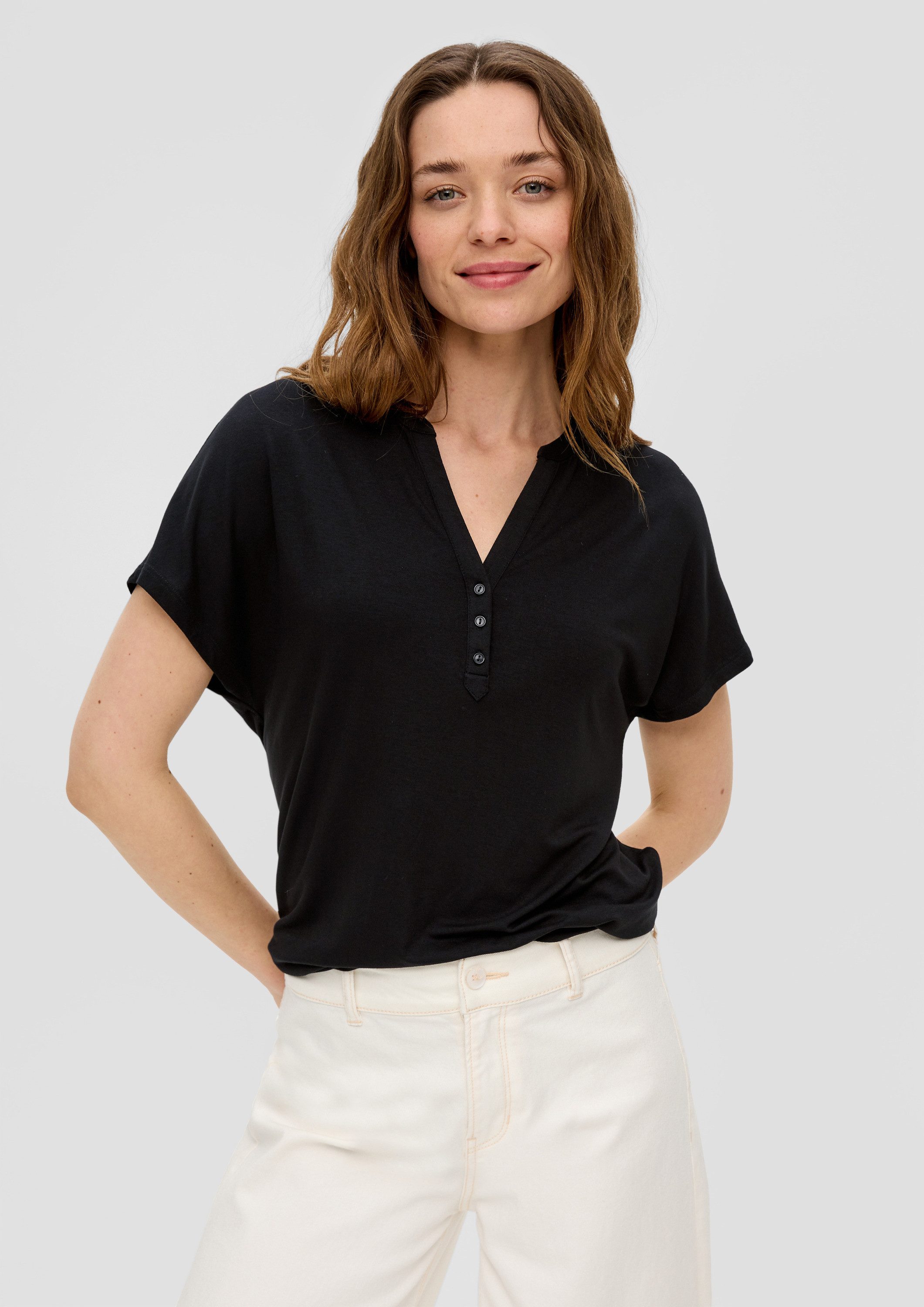 s.Oliver Kurzarmshirt T-Shirt T-Shirt mit V-Ausschnitt