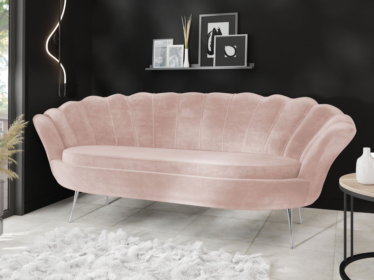 WFL GROUP Sofa Muschel, Samt 3-Sitzer günstig online kaufen