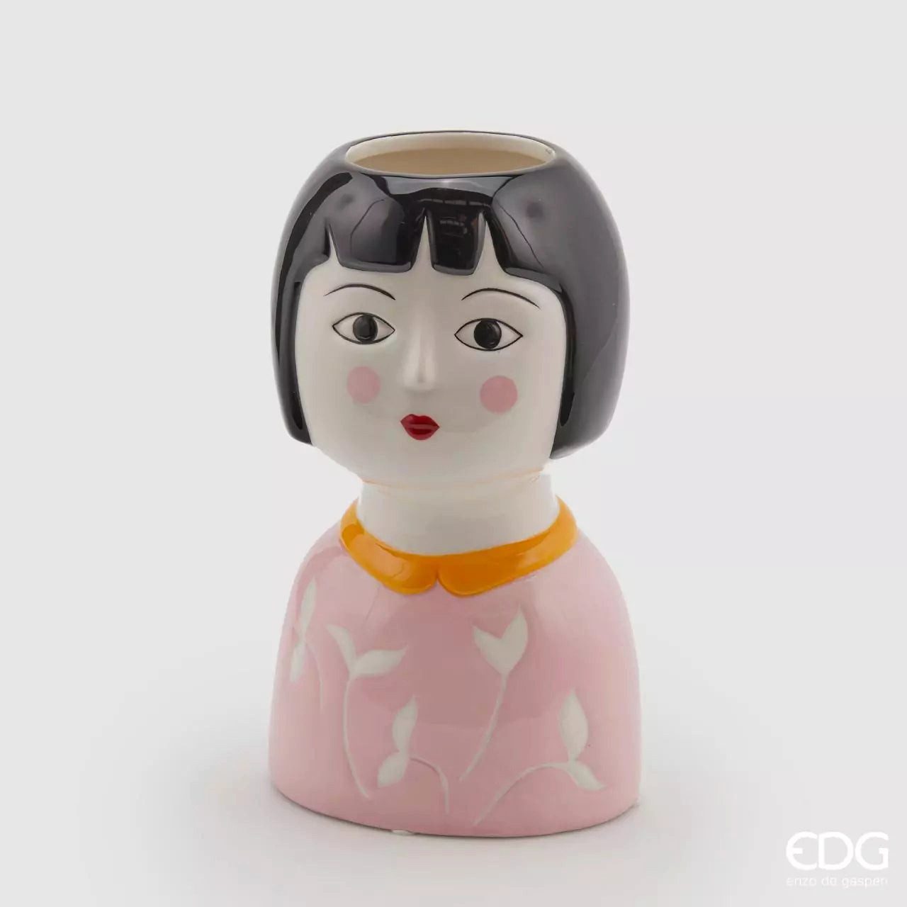 enzo de gasperi Dekovase Dekovase Italienerin mit rosa Pullover - glasierte Keramik H22cm Ø13cm (verschiedene Größen können kombiniert werden)