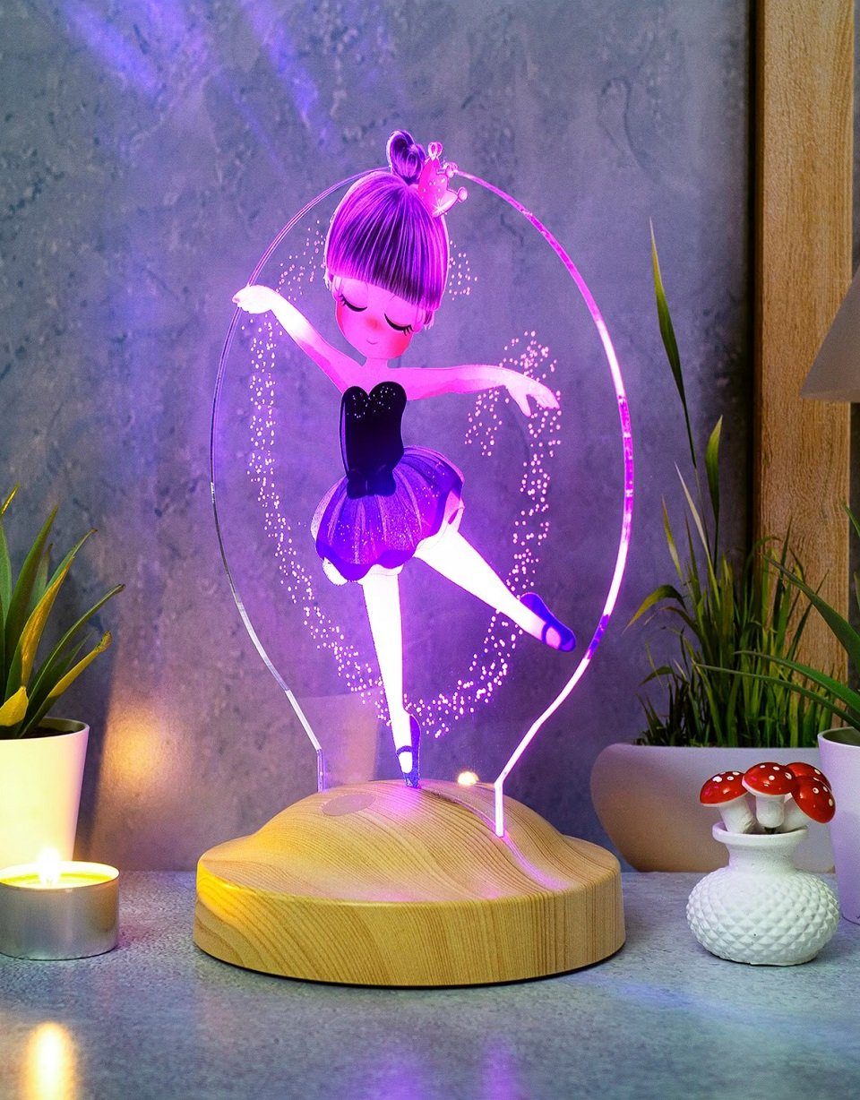Geschenkelampe LED Nachttischlampe Ballerina Nachtlicht 3D UV Druck Geburtstagsgeschenk Balletttänzerin, Leuchte 7 Farben fest integriert, Geschenk für Mädchen, Tochter, Babys