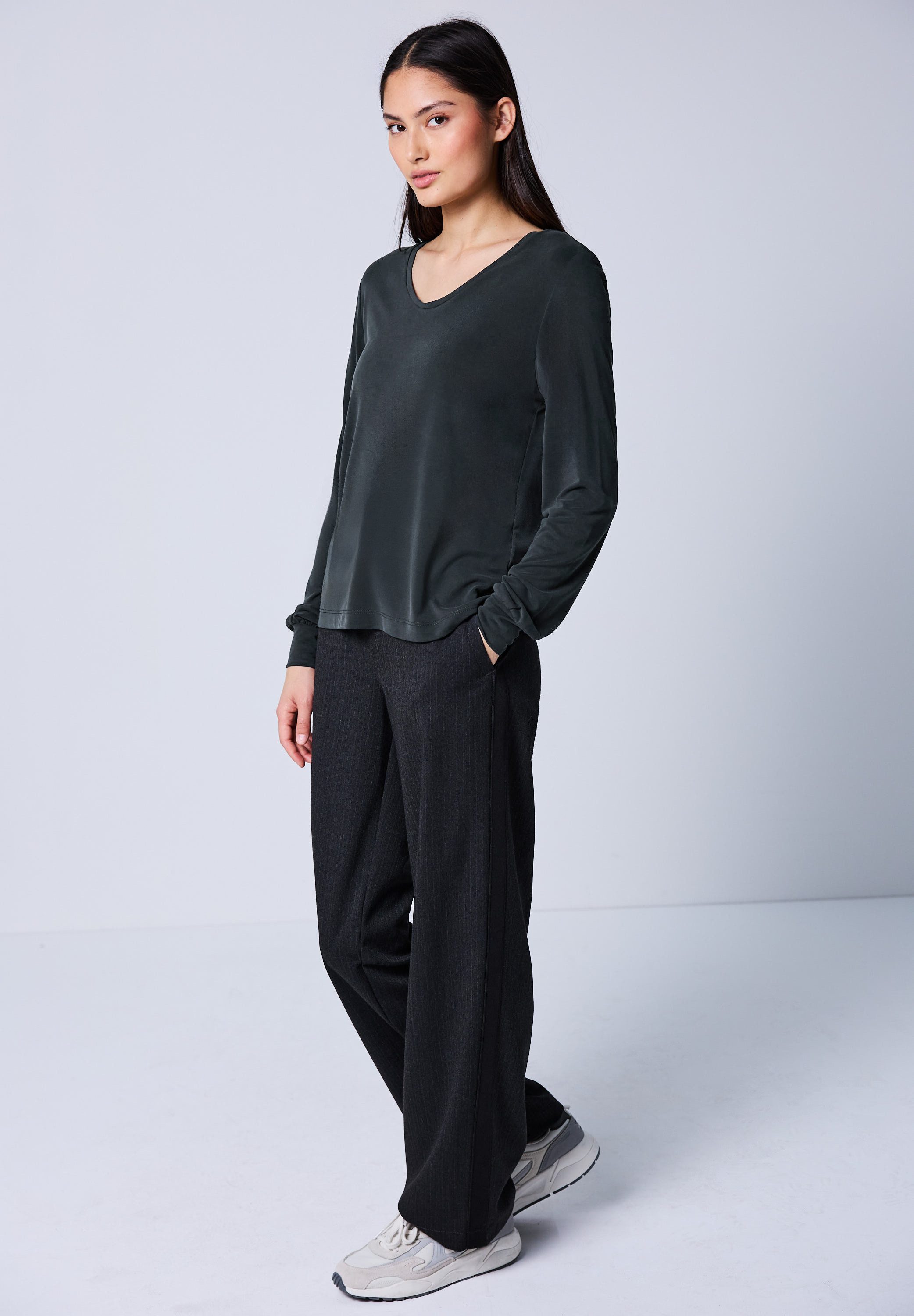 STREET ONE STUDIO Langarmshirt in Unifarbe