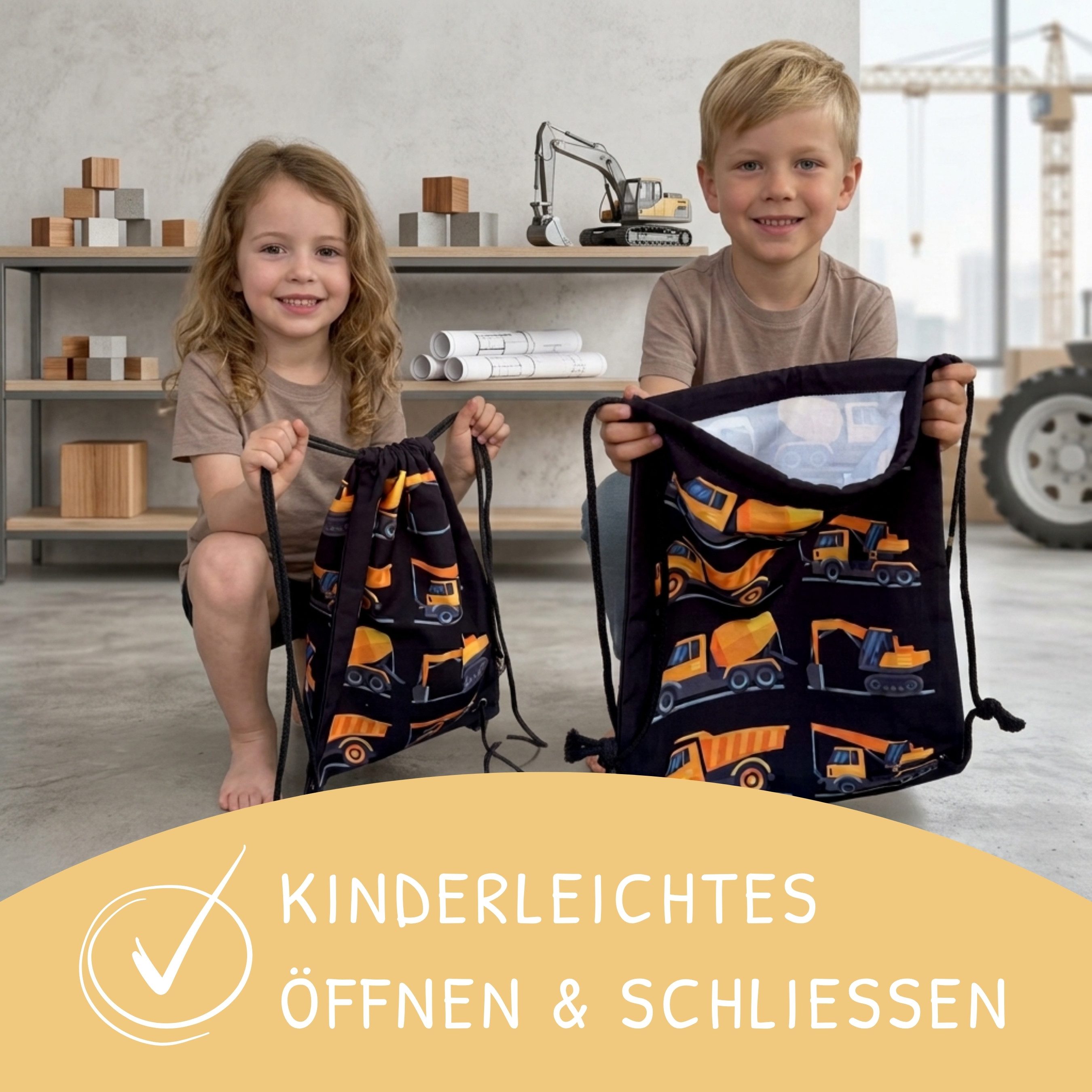 HECKBO Turnbeutel Kinder Turnbeutel 80% Baumwolle verschiedene Motive – Bild 5 von 5